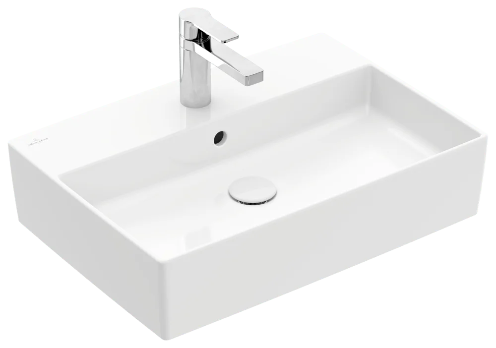 Villeroy & Boch Aufsatzwaschbecken Memento 2.0, 600x420x140 mm, glänzend weiß Alpin, mit Überlauf