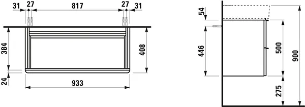Laufen Waschtischunterbau „SPACE“ 933 × 500 × 408 mm Weiß matt Laufen Waschtischunterbau „SPACE“ 933 × 500 × 408 mm Weiß matt