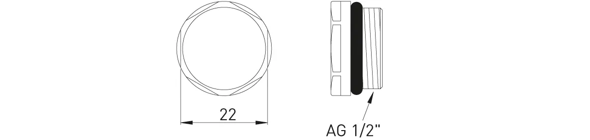 ASW HG-TEC Blindstopfen Messing vernickelt ½" mit O-Ring