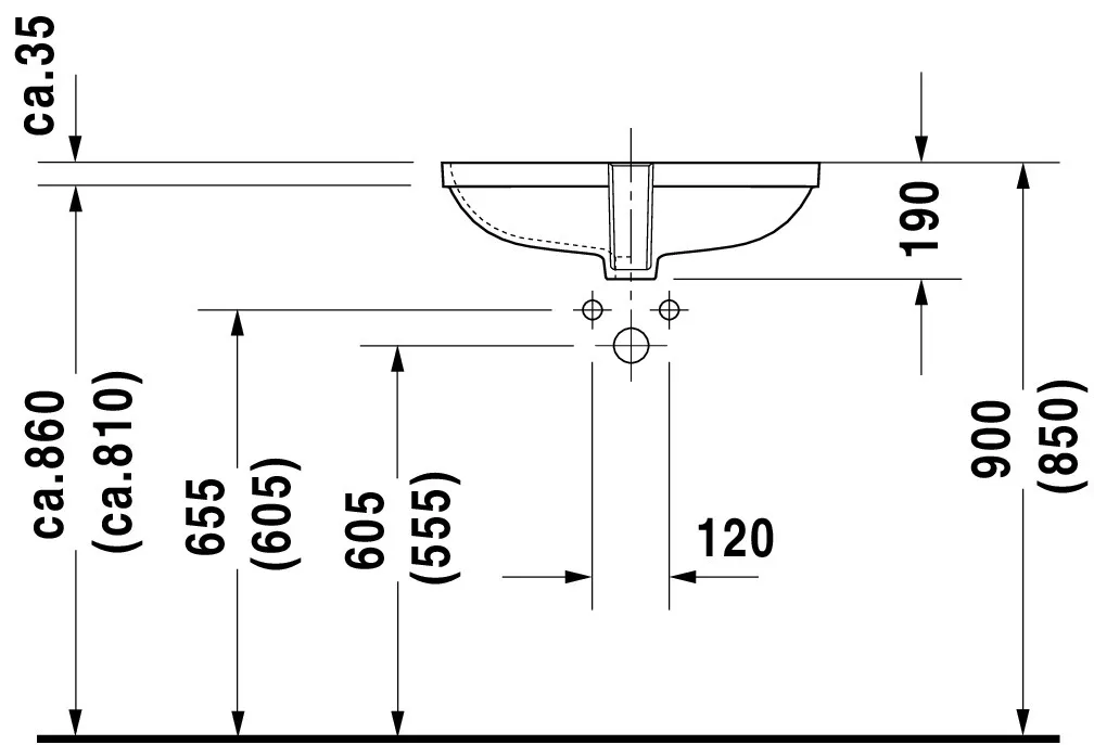 Unterbauwaschtisch „D-Code“, Form rechteckig 56 × 40 cm