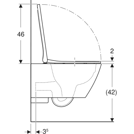 Wand-Tiefspül-WC Set mit WC-Sitz „Smyle Square“ geschlossene Form 35,5 × 37,5 × 54 cm ohne Spülrand