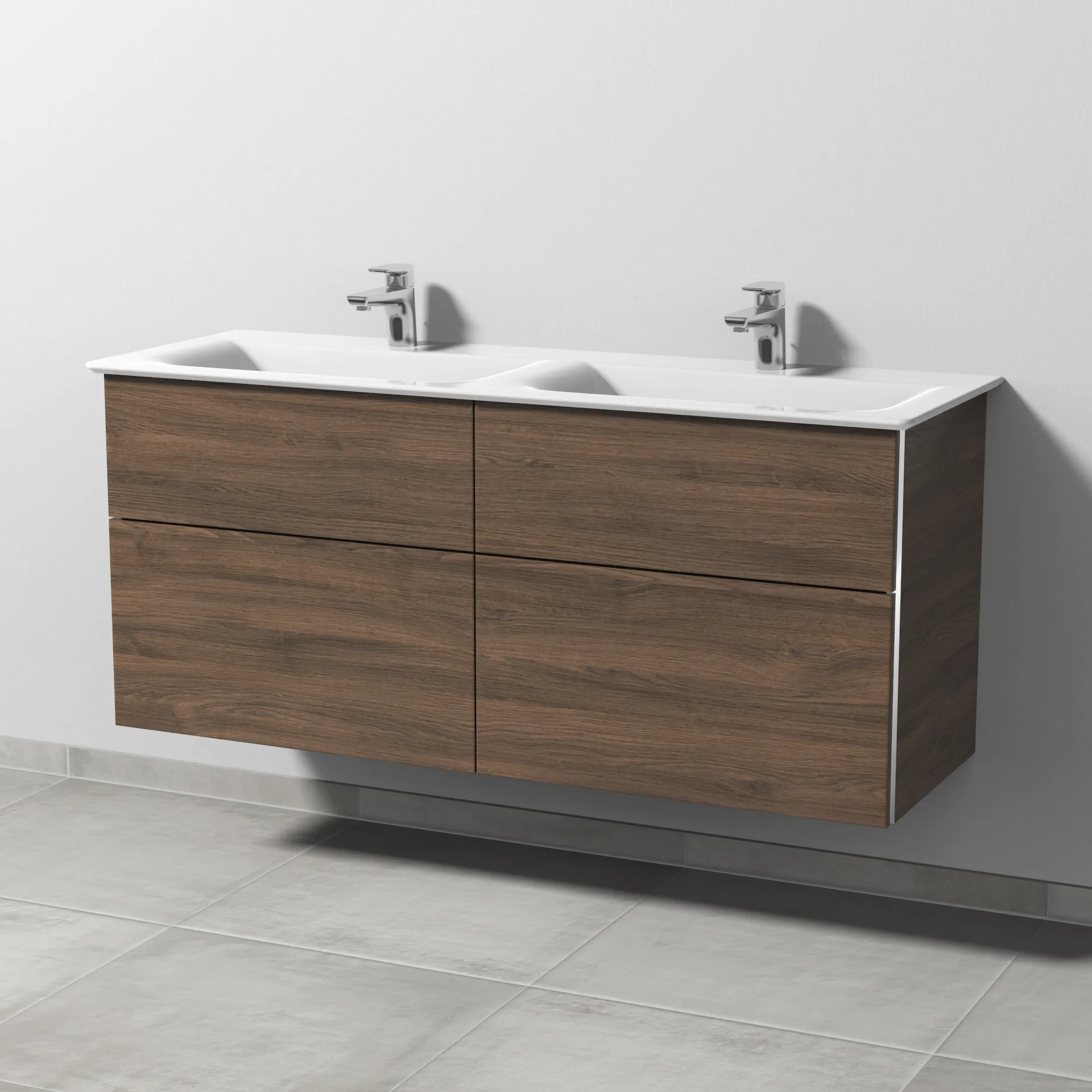 Sanipa Waschtischunterschrank „3way“ passend zu Keramik-Waschtische Connect Air von Ideal Standard 1290 × 585 × 437 mm in Eiche Arizona, mit