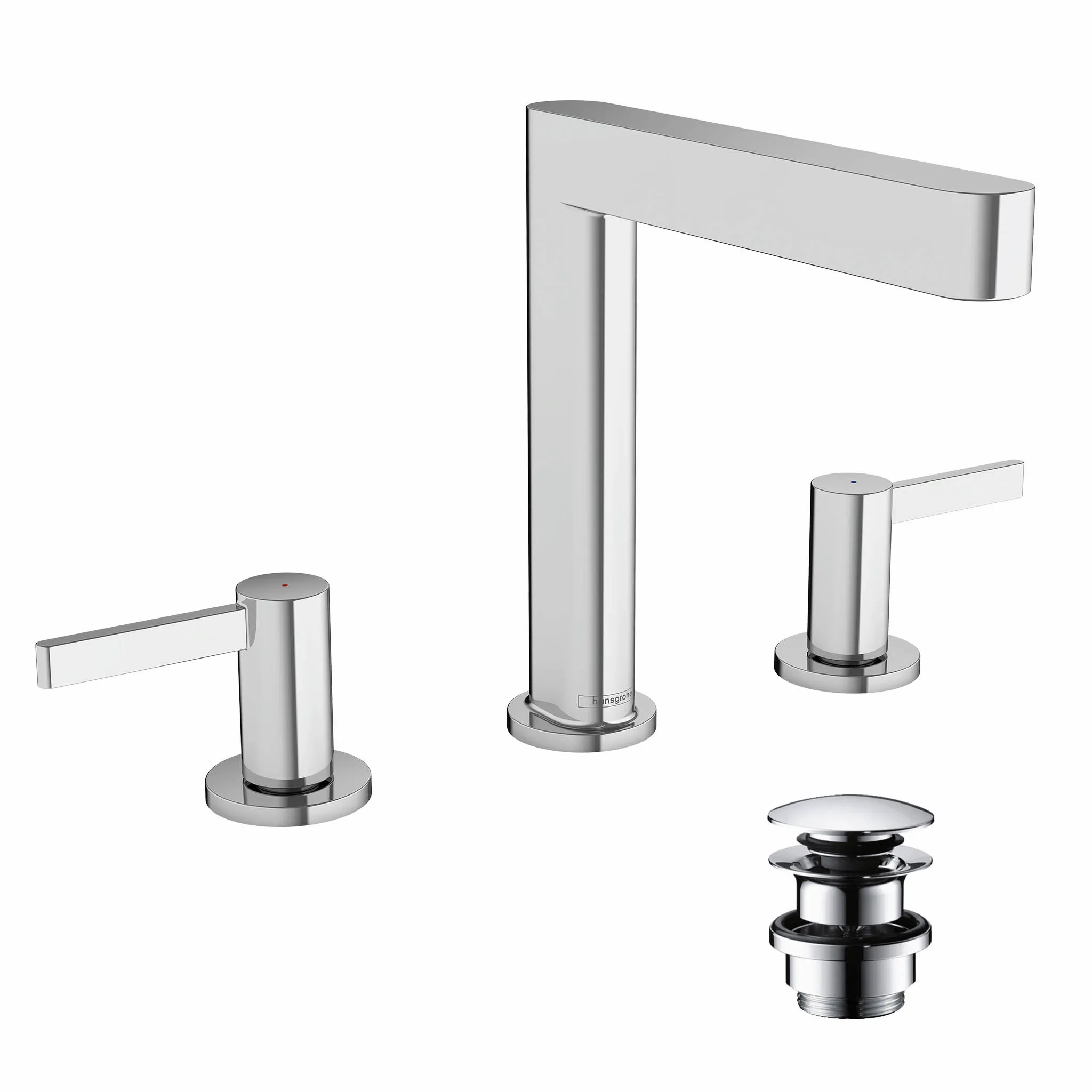 Hansgrohe Finoris 3-Loch Waschtischarmatur 160 mit Push-Open Ablaufgarnitur, Chrom Hansgrohe Finoris 3-Loch Waschtischarmatur 160 mit Push-Open Ablaufgarnitur, Chrom