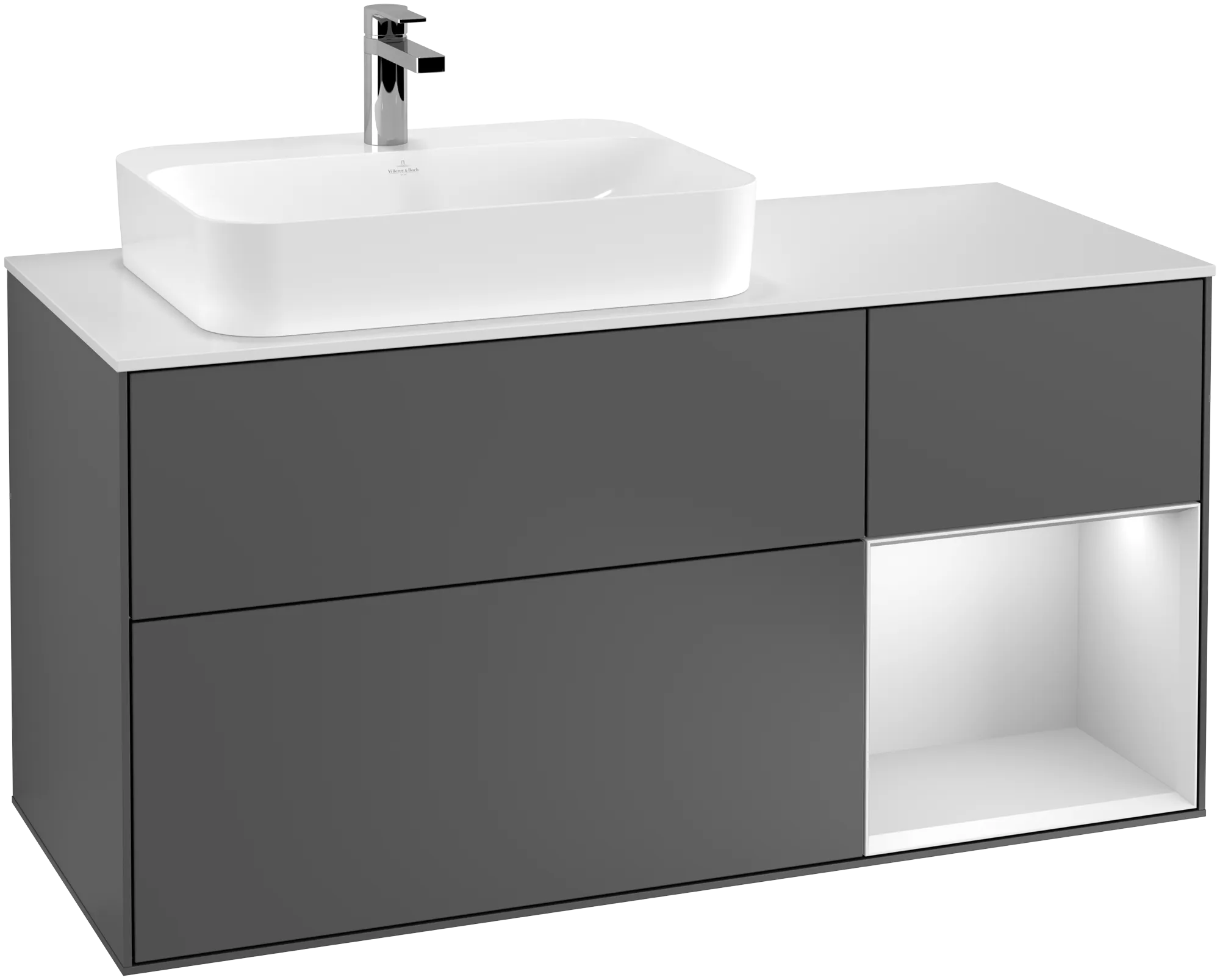 Villeroy & Boch Finion Waschbeckenunterschrank F40 1200x603x501mm anthrazit matt / weiss matt