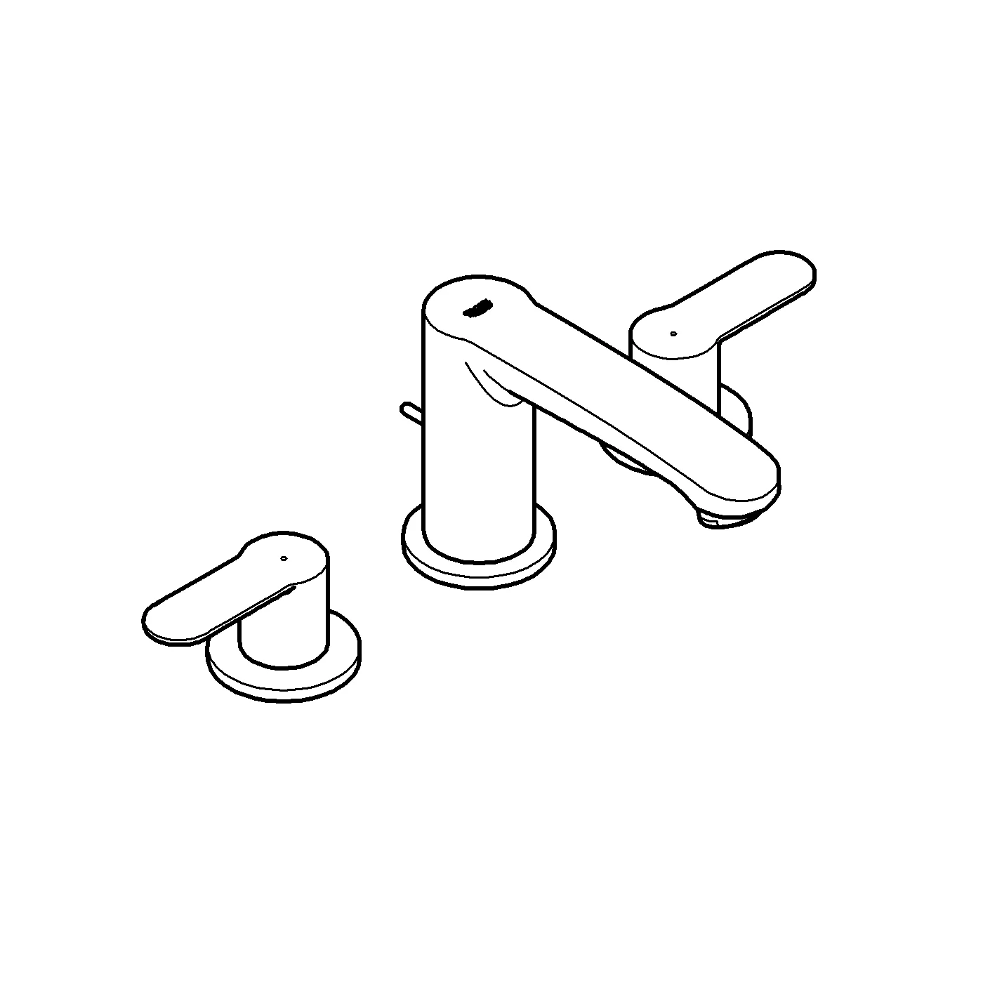 3-Loch-Waschtischbatterie Eurostyle Cosmopolitan 20208_2, Zugstangen-Ablaufgarnitur 1 1/4'', chrom 3-Loch-Waschtischbatterie Eurostyle Cosmopolitan 20208_2, Zugstangen-Ablaufgarnitur 1 1/4'', chrom