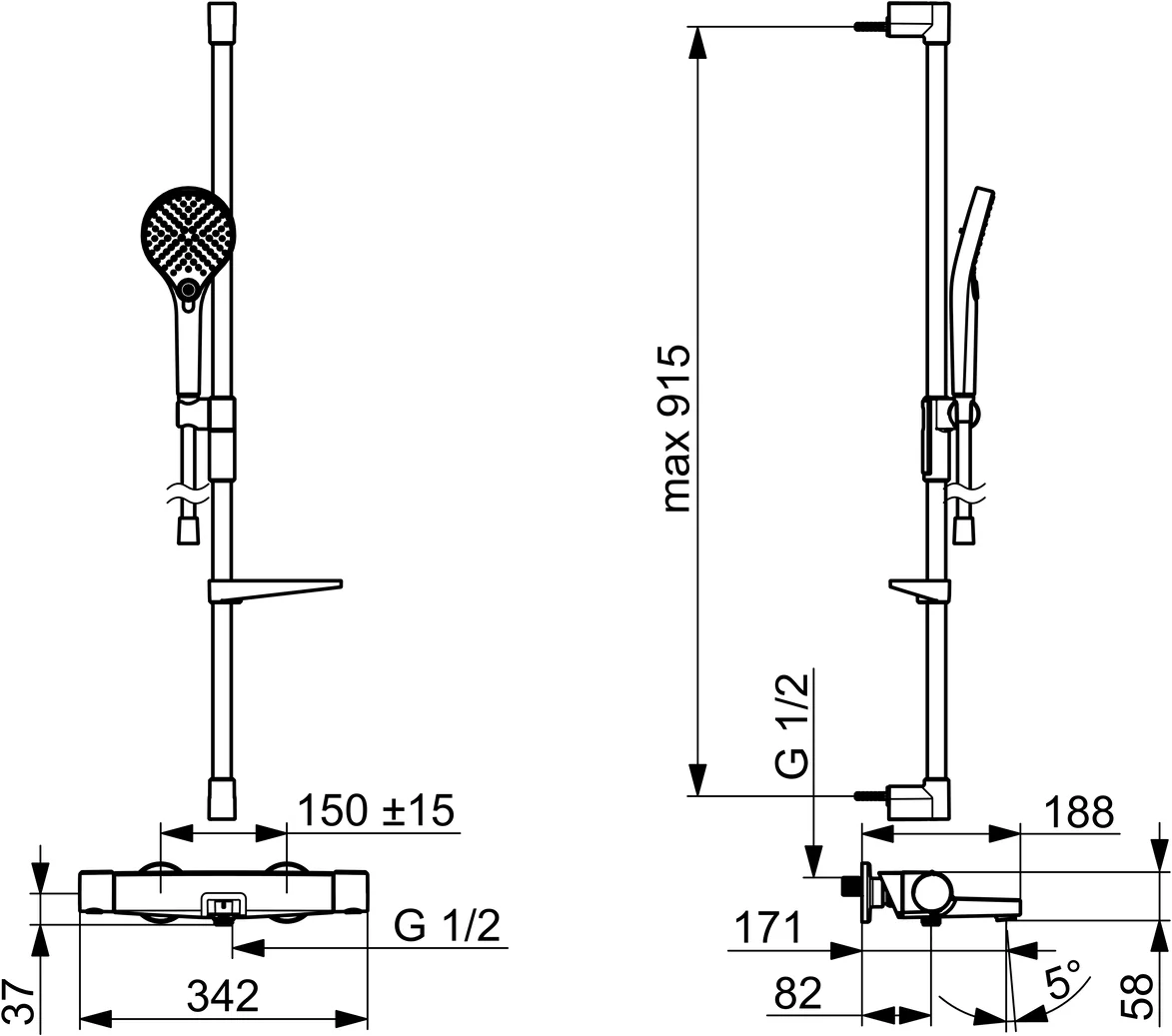 Hansa HansaOPTIMA Wannen- und Brausearmatur mit Brausestangengarnitur Chrom