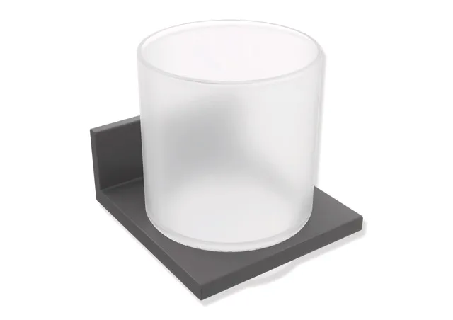 Glasbecher mit Halter, Metall, pulverbeschichtet, Becher aus Kristallglas, satiniert, in Farbe DC (Schwarz tiefmatt) Glasbecher mit Halter, Metall, pulverbeschichtet, Becher aus Kristallglas, satiniert, in Farbe DC (Schwarz tiefmatt)