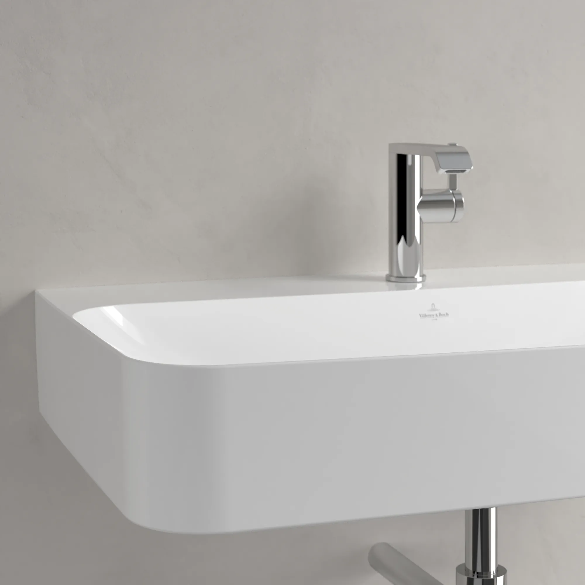 Villeroy & Boch Wandwaschtisch aus TitanCeram „Finion“ 800 × 470 × 165 mm, mit Hahnlochbohrung, Hahnlochposition mittig in Weiß Alpin, mit CeramicPlus Villeroy & Boch Wandwaschtisch aus TitanCeram „Finion“ 800 × 470 × 165 mm, mit Hahnlochbohrung, Hahnlochposition mittig in Weiß Alpin, mit CeramicPlus