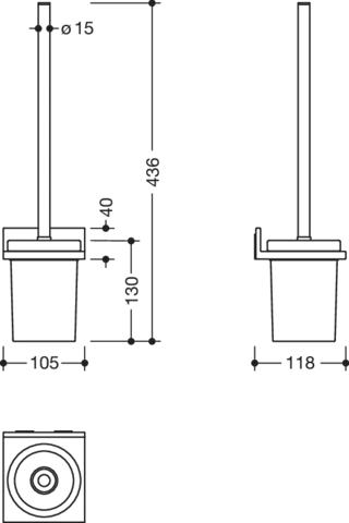 WC-Bürstengarnitur Sys 900 Q, plvb, Glaseinsatz, Wandmod. weiß tiefmatt WC-Bürstengarnitur Sys 900 Q, plvb, Glaseinsatz, Wandmod. weiß tiefmatt