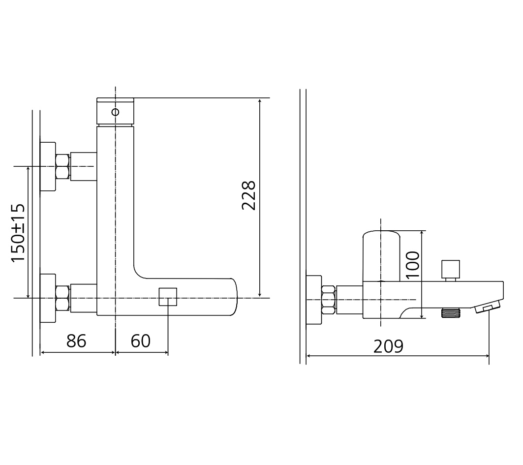 Wannenfüll- und Brause-Einhandbatterie AqvaDesign - eckig - S-Anschlüsse mit Rosetten - automatische Umstellung - eigensicher - Kartusche mit keramischen Dichtscheiben - Heisswassersperre - Wassermengendurchflussregulierung - chrom Wannenfüll- und Brause-Einhandbatterie AqvaDesign - eckig - S-Anschlüsse mit Rosetten - automatische Umstellung - eigensicher - Kartusche mit keramischen Dichtscheiben - Heisswassersperre - Wassermengendurchflussregulierung - chrom