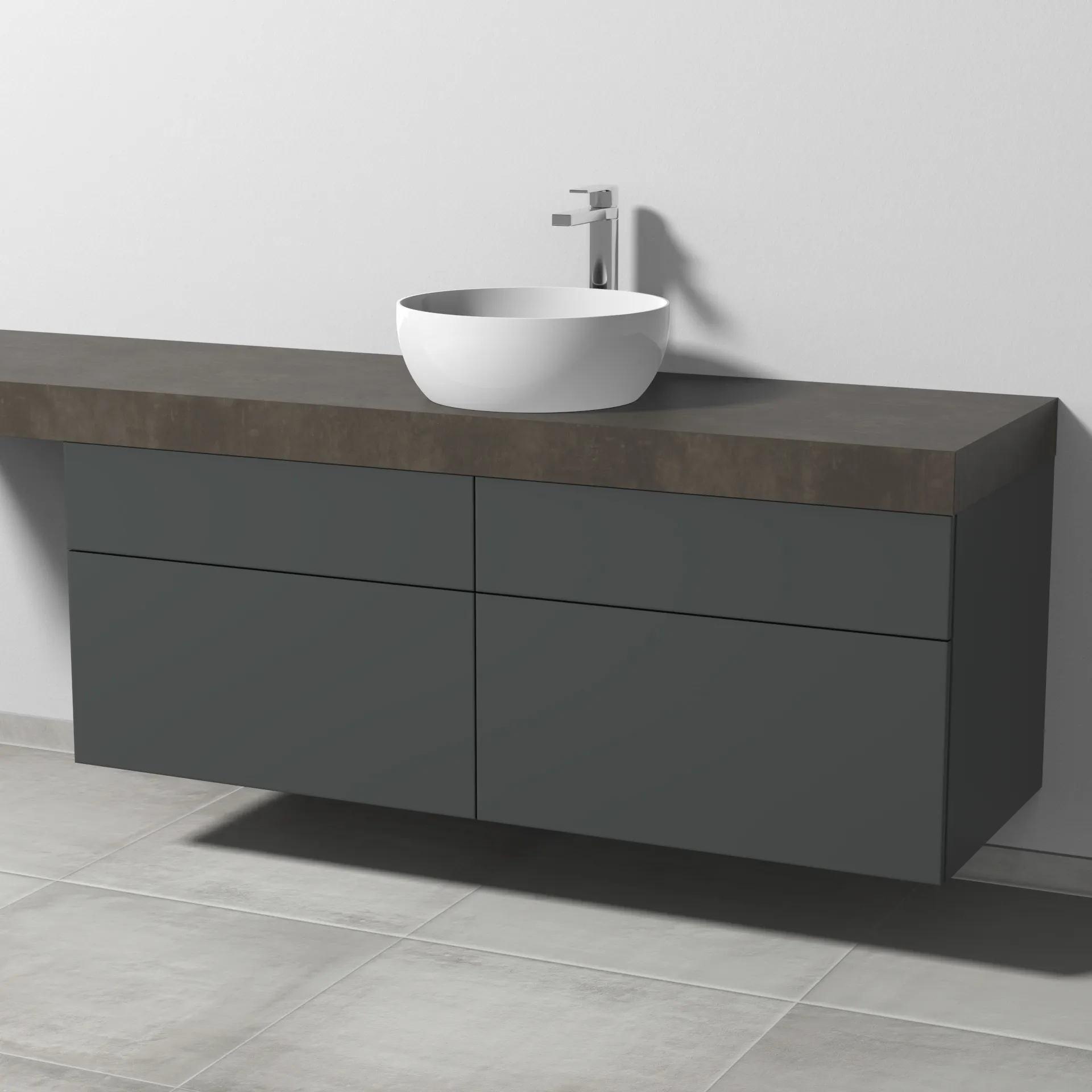 Sanipa Waschtischunterschrank „2morrow“ 1400 × 510 × 520 mm in Anthrazit (matt)