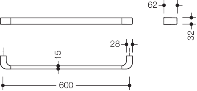 HEWI Haltegriff „System 800“ in Schwarz tiefmatt