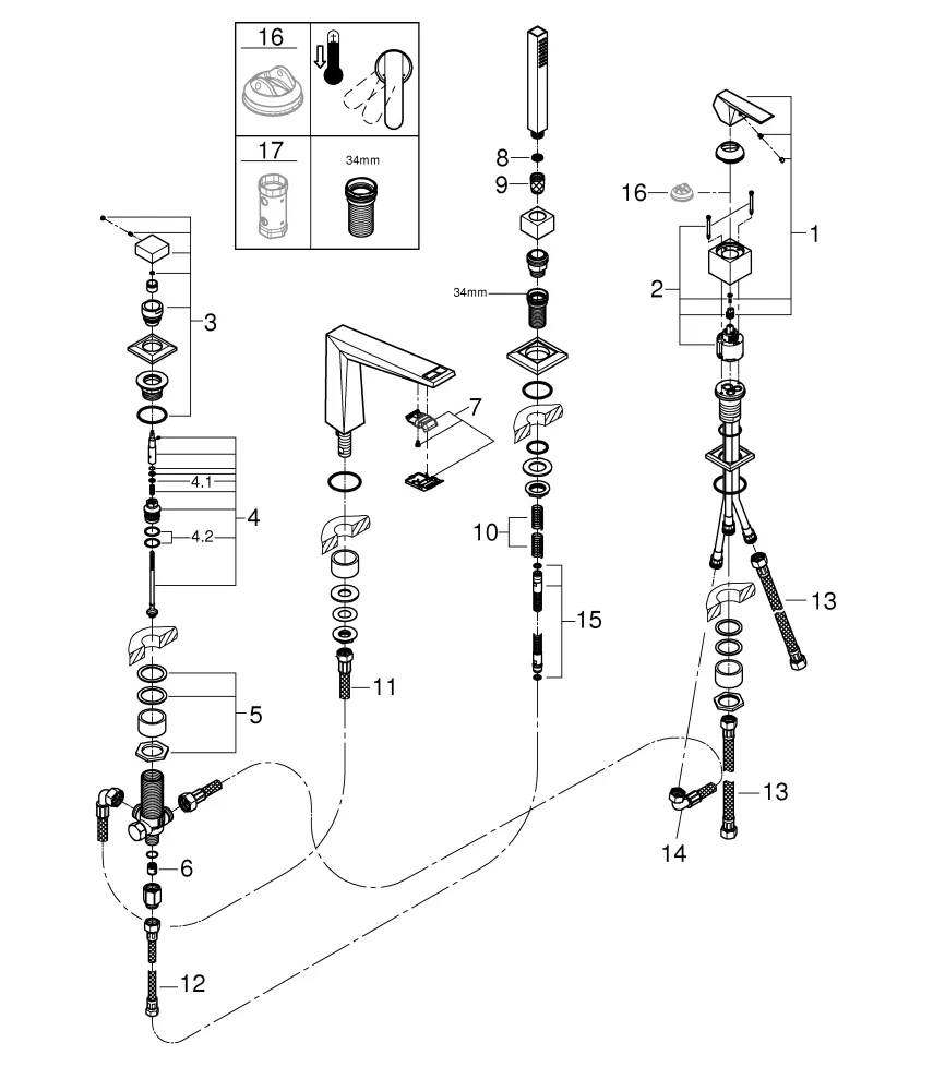 Grohe Allure Brilliant 4-Loch-Einhand-Wannenkombination 29405 hard graphite geb. Grohe Allure Brilliant 4-Loch-Einhand-Wannenkombination 29405 hard graphite geb.