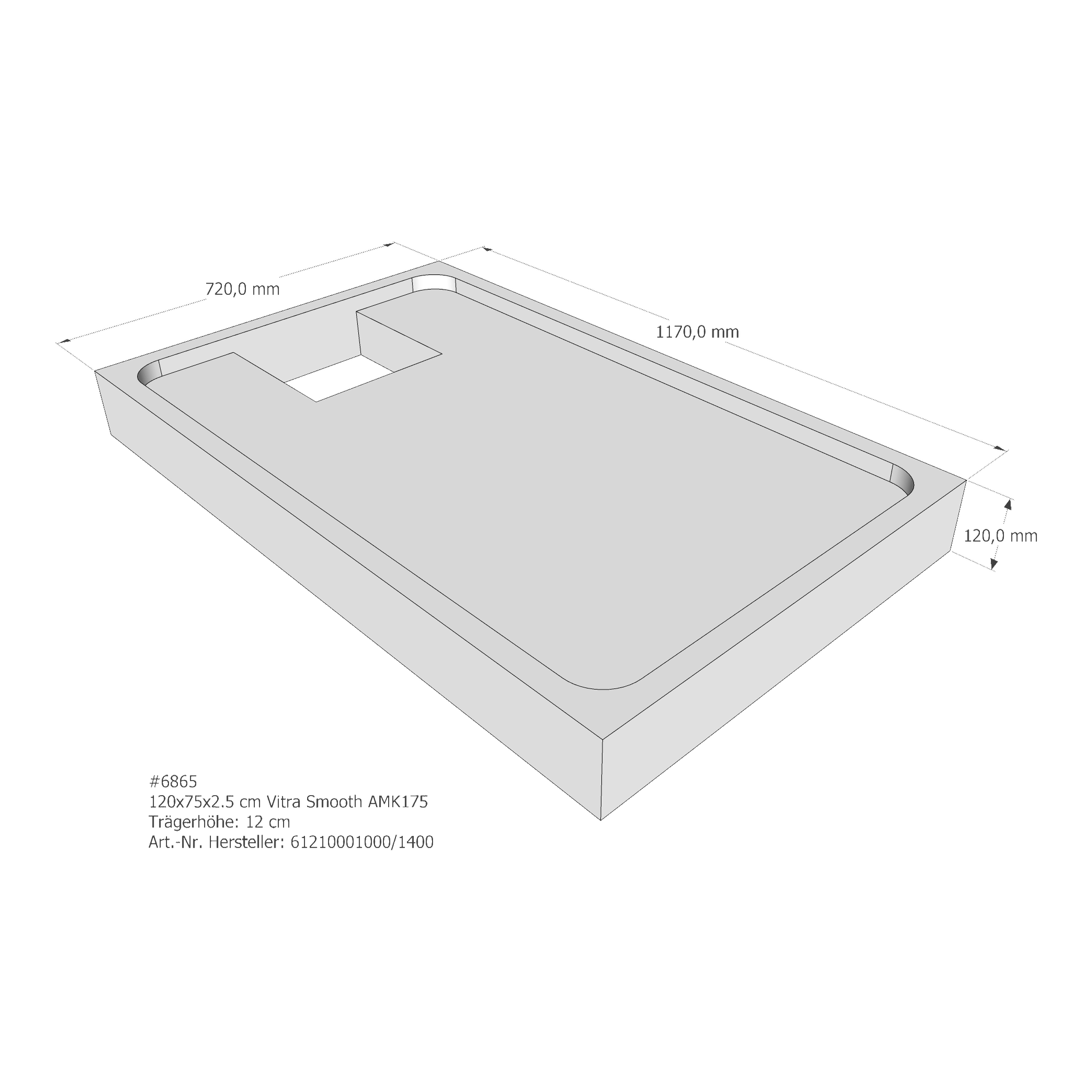 Duschwannenträger für VitrA Smooth 120 × 75 × 2,5 cm