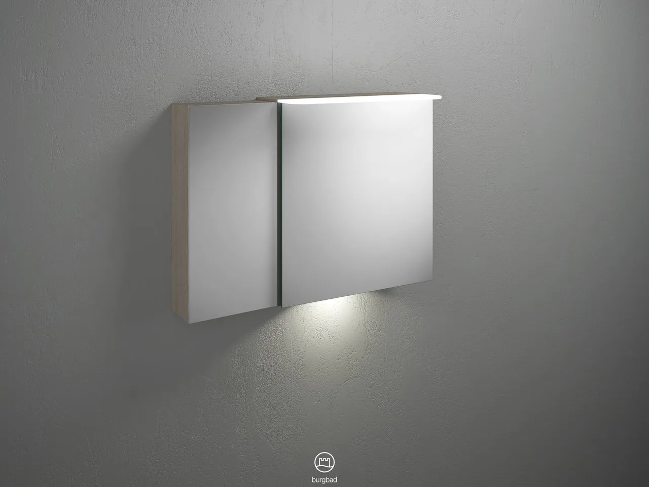 Burgbad Spiegelschrank Badu SFUB090, 310x900x665 mm, LED-Aufsatzleuchte 4200 K, Schalter-Steckdosenelement, Glaseinlegeböden Burgbad Spiegelschrank Badu SFUB090, 310x900x665 mm, LED-Aufsatzleuchte 4200 K, Schalter-Steckdosenelement, Glaseinlegeböden