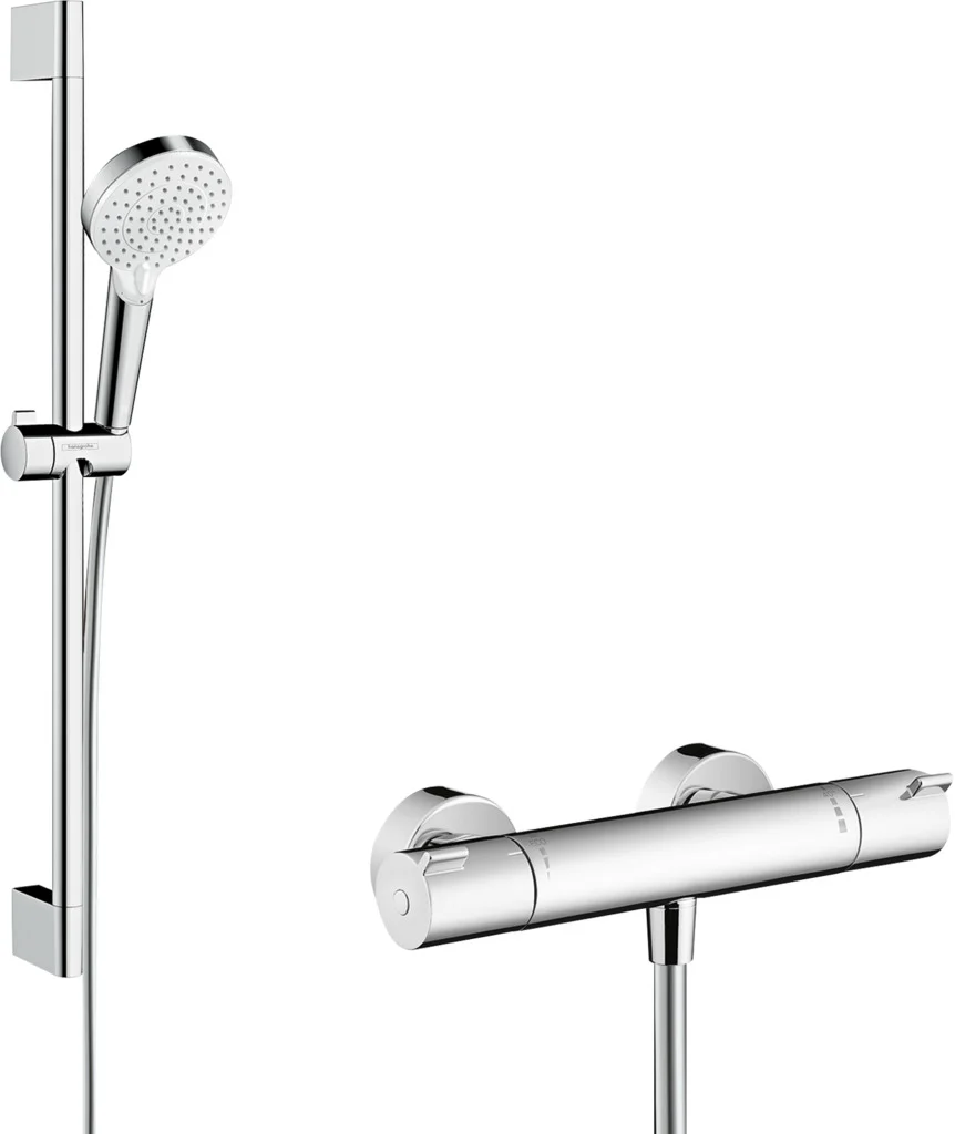 Hansgrohe Crometta Brausenset Vario EcoSmart, 100 mm, weiß/chrom, 959 mm Brausestange, Rain & IntenseRain Strahlarten Hansgrohe Crometta Brausenset Vario EcoSmart, 100 mm, weiß/chrom, 959 mm Brausestange, Rain & IntenseRain Strahlarten