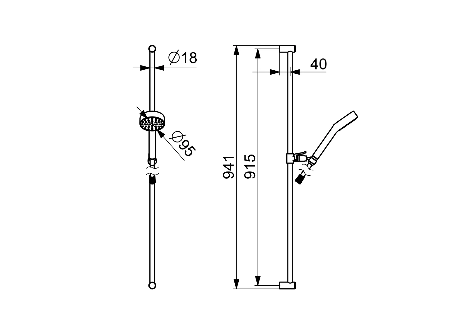 HansaMEDIJET Wandstangen-Brausenset Hansamedipro Chrom