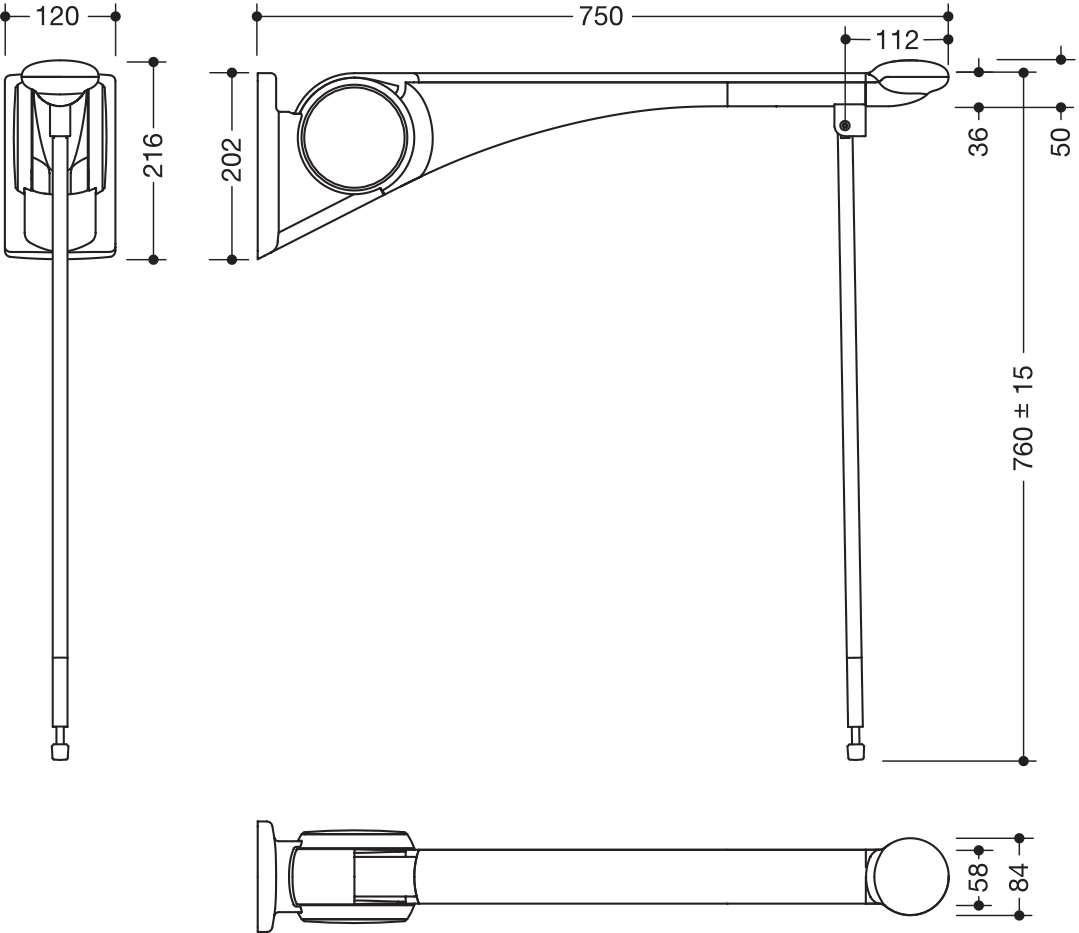 HEWI Stützklappgriff „Serie 802 LifeSystem“