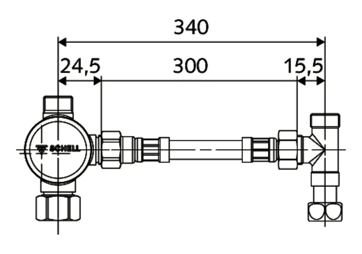 Eckventil-Thermostat Set, Flexible Ausführung