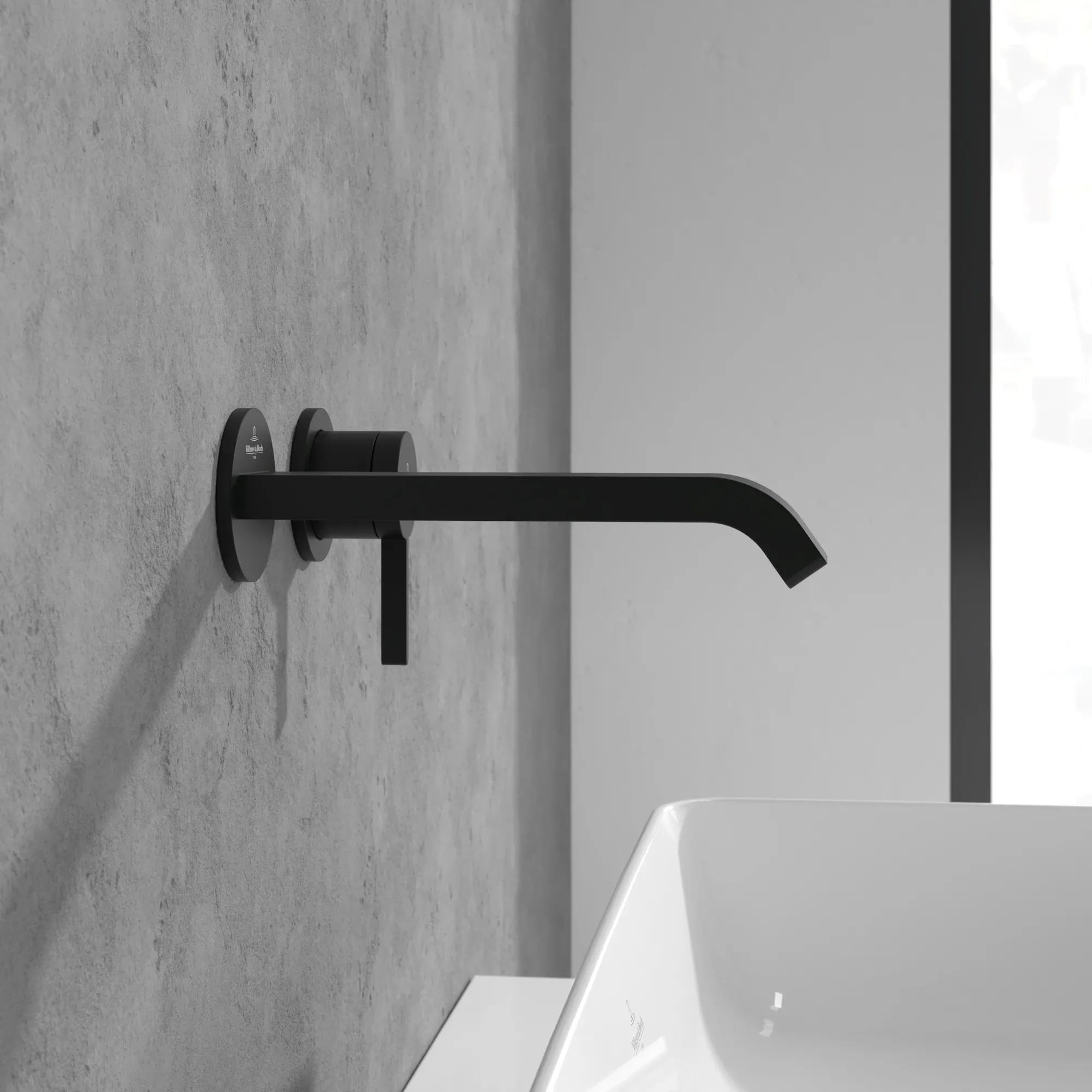 Villeroy & Boch Einhebel-Waschtischarmatur Dawn, 60x60x201 mm, Matt Black, AirPlus, SmartPressure, Wandmontage Villeroy & Boch Einhebel-Waschtischarmatur Dawn, 60x60x201 mm, Matt Black, AirPlus, SmartPressure, Wandmontage
