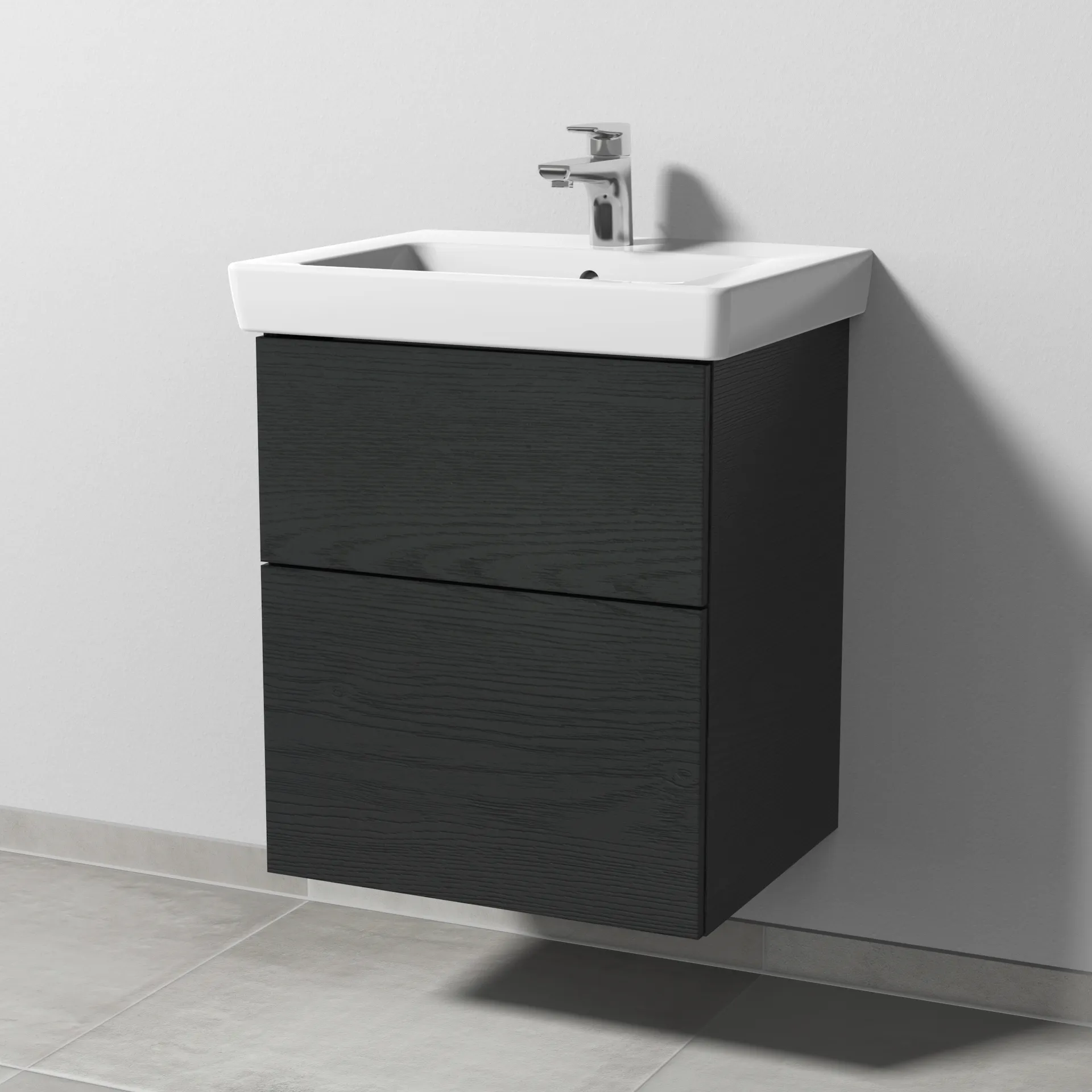 Sanipa Waschtischunterschrank „3way“ 500 × 593 × 417 mm in Black Oak, Becken mittig Sanipa Waschtischunterschrank „3way“ 500 × 593 × 417 mm in Black Oak, Becken mittig