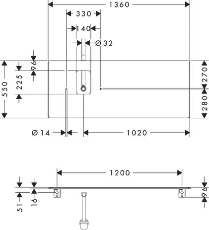 Hansgrohe Xelu Q Konsole 1360⁄550 Weiß Hochglanz Hansgrohe Xelu Q Konsole 1360⁄550 Weiß Hochglanz