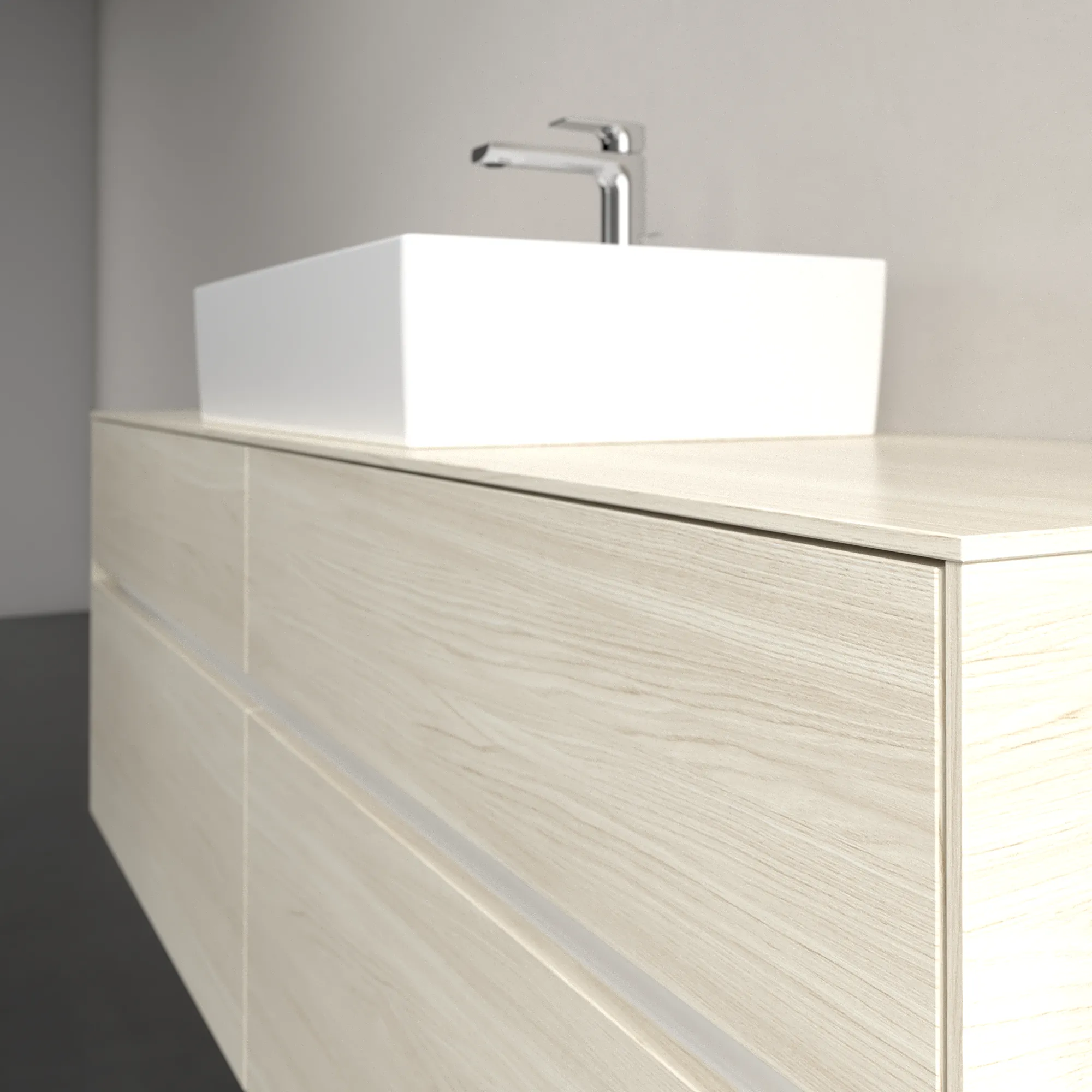 Villeroy & Boch Waschtischunterschrank „Collaro“ 1600 × 548 × 500 mm White Oak, mit Beleuchtung, für Becken mittig