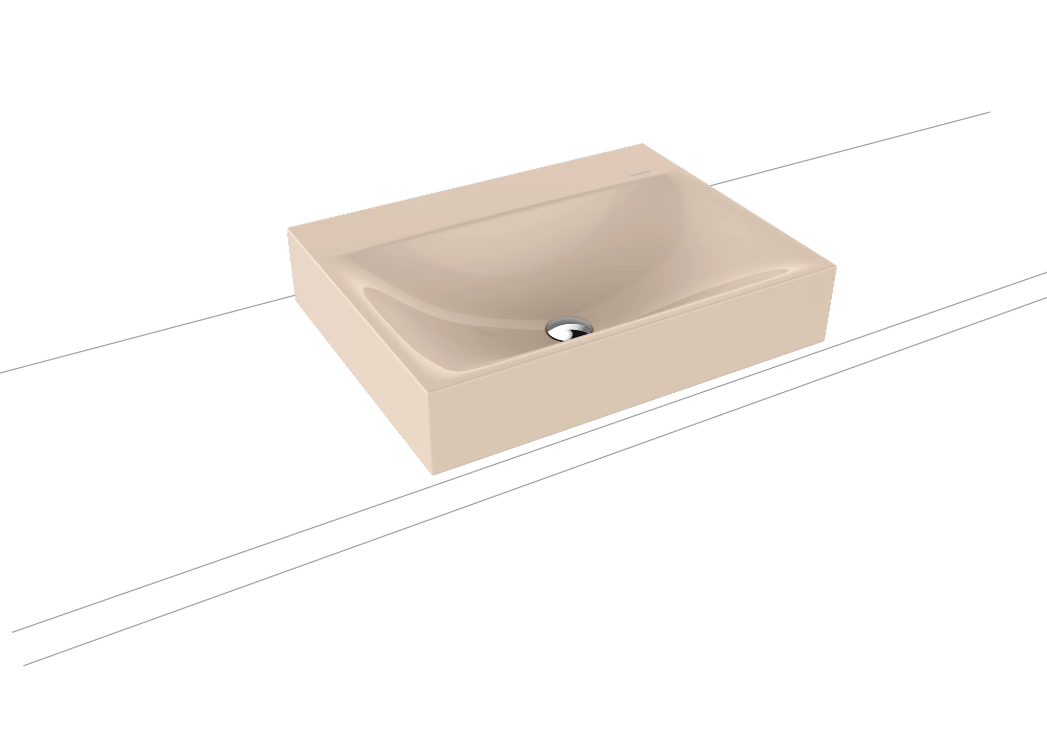 Kaldewei Aufsatzwaschtisch SILENIO, 600x460 mm, Randhöhe 120 mm, Farbe bahamabeige, Perl-Effekt, Antidröhn, mit 1er Hahnlochbohrung, mit Überlauf, Sichtteile alpinweiß