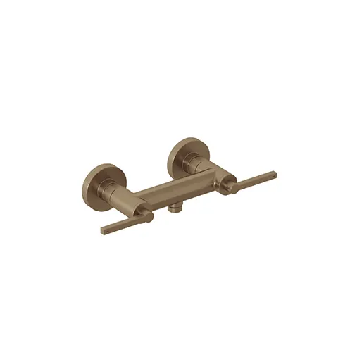 Kludi NOVA FONTE Brausearmatur PURISTIC Brushed Bronze, 2-Griffarmatur DN 15, Wandmontage mit Flügelgriff Metall, rückfließsicher, Keramik-Oberteil 90° (links/rechts), Durchfluss 21 l/min bei 3 bar
