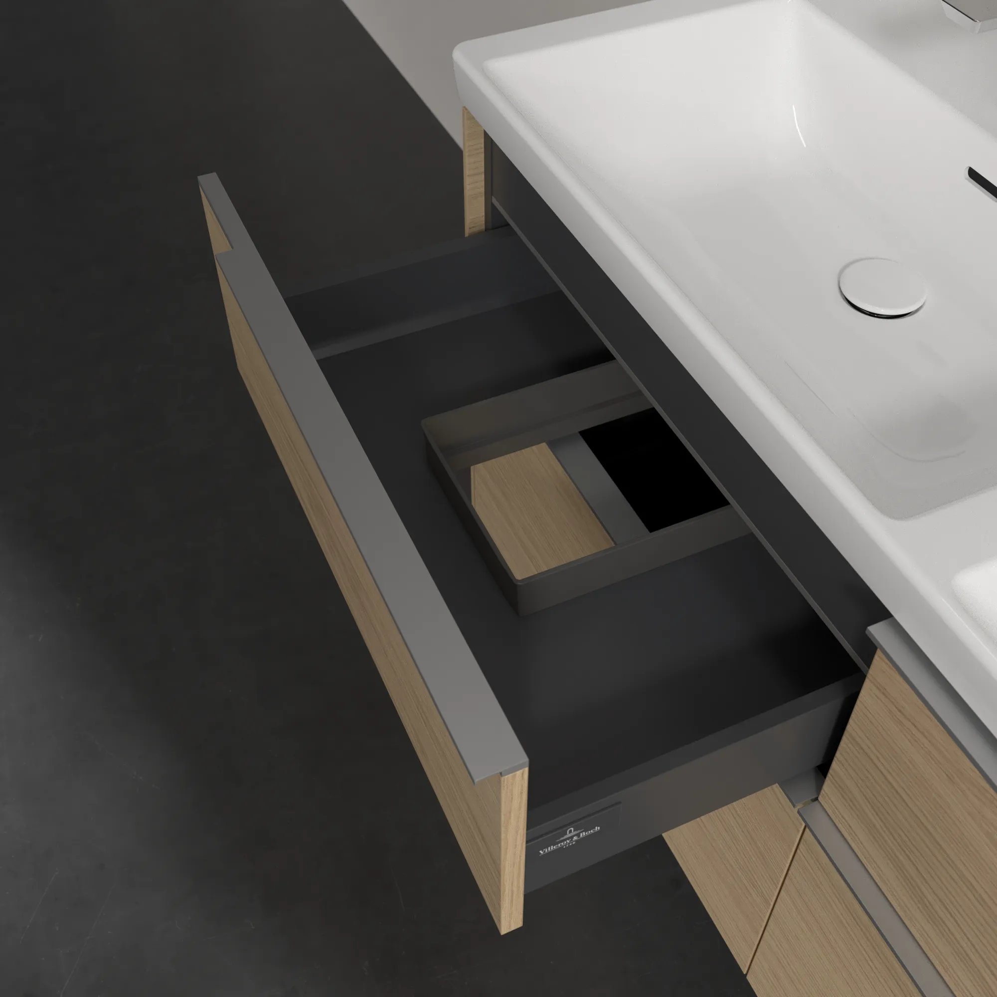 Villeroy & Boch Waschtischunterschrank „Subway 3.0“ für Schrank-Doppelwaschtisch 1272 × 576 × 478 mm Nordic Oak, für links und rechts