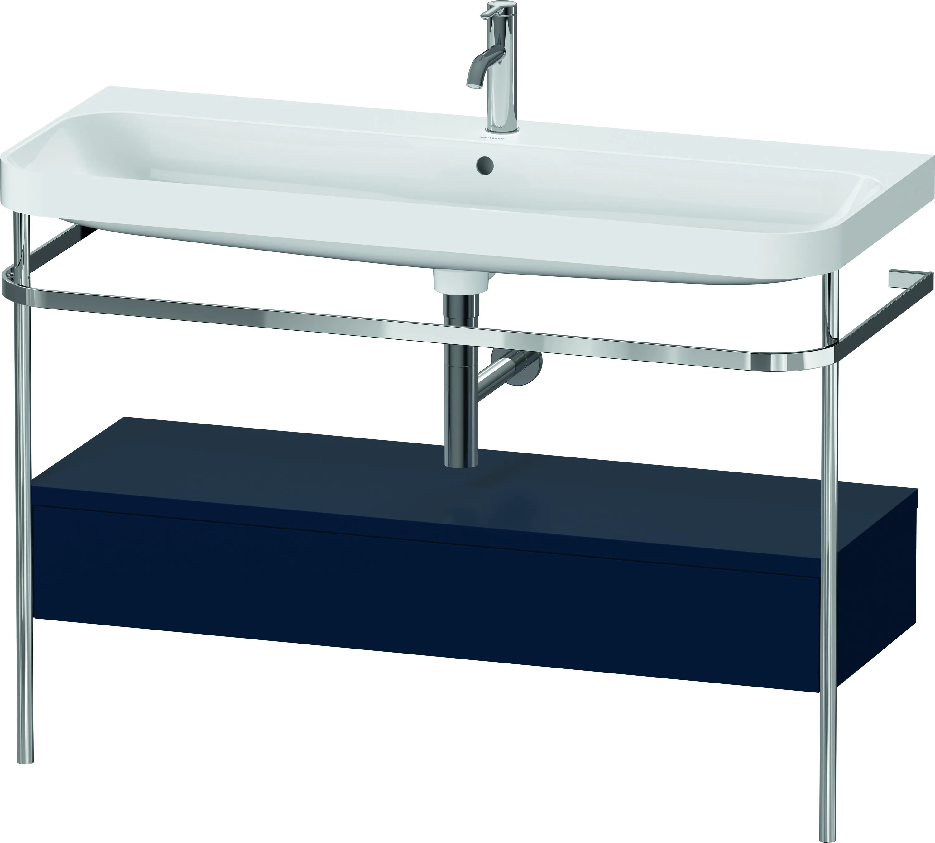 Duravit Waschtischunterschrank c-shaped Set mit Metallkonsole und Schubkasten „Happy D.2 Plus“ 117,5 × 85 × 49 cm Nachtblau Seidenmatt Duravit Waschtischunterschrank c-shaped Set mit Metallkonsole und Schubkasten „Happy D.2 Plus“ 117,5 × 85 × 49 cm Nachtblau Seidenmatt