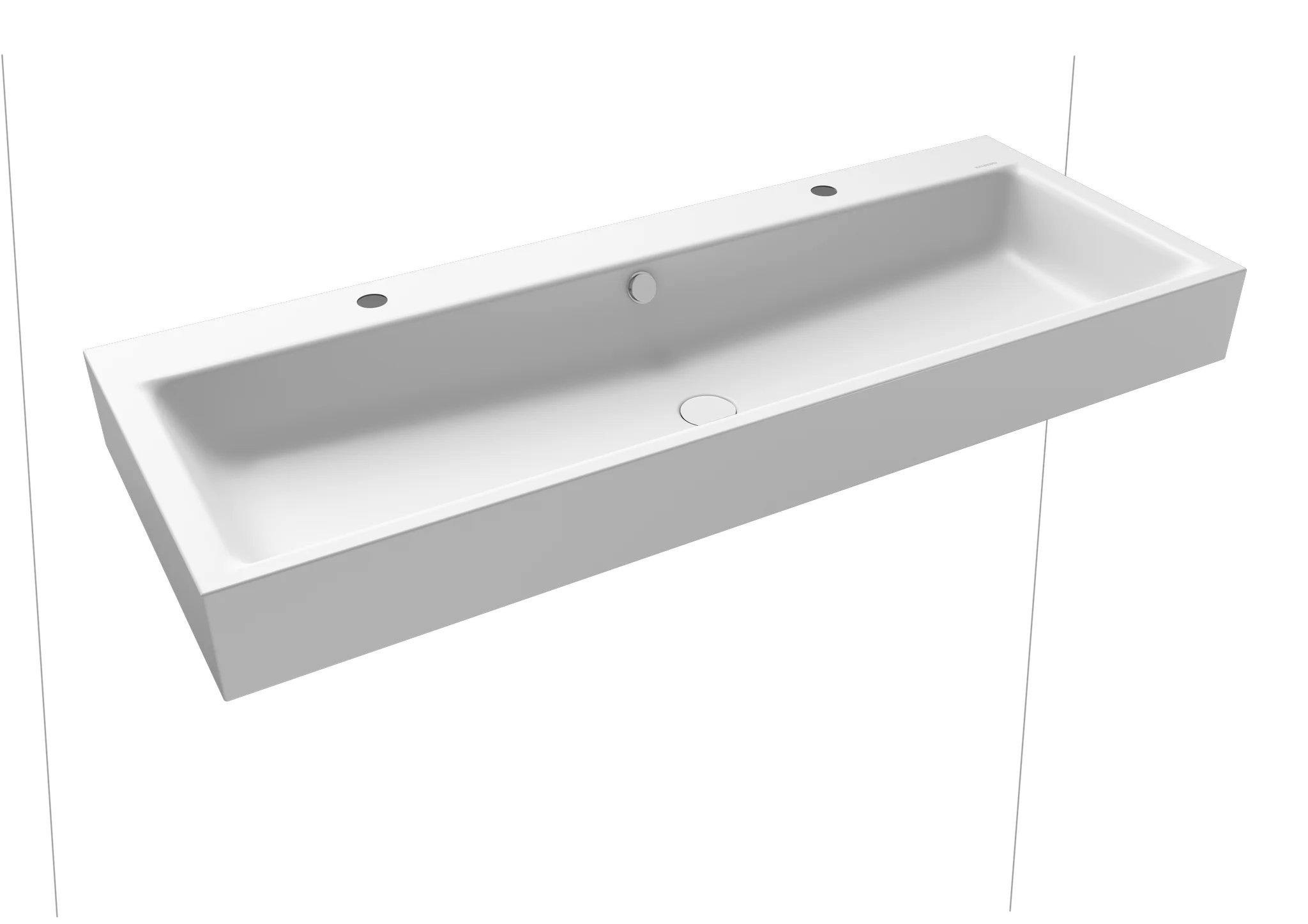 Kaldewei PURO Wand-Doppelwaschtisch, 1200x460 mm, Alpinweiß matt, Perl-Effekt, 2x1er Hahnlochbohrung, mit Überlauf