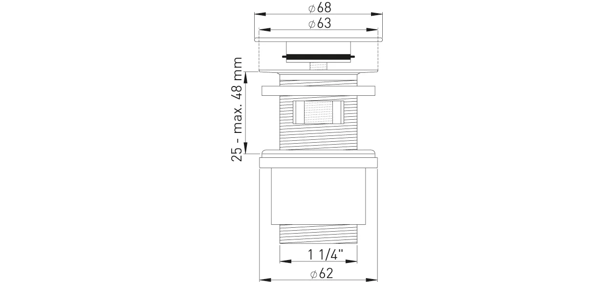 Frank Design-Ablaufventil 1 1/4″x D=63mm mit Überlaufschlitzen, verschließbar Frank Design-Ablaufventil 1 1/4″x D=63mm mit Überlaufschlitzen, verschließbar