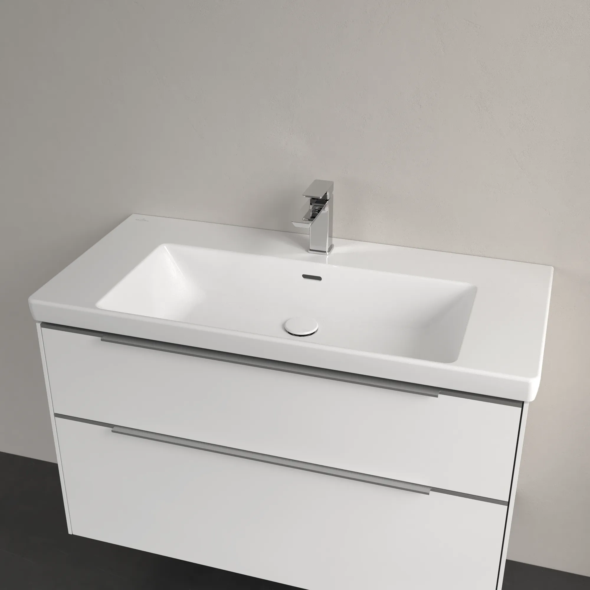 Villeroy & Boch Wandwaschtisch aus TitanCeram „Subway 3.0“ 1000 × 470 × 165 mm, ohne Hahnlochbohrung, Hahnlochposition mittig in Weiß Alpin Villeroy & Boch Wandwaschtisch aus TitanCeram „Subway 3.0“ 1000 × 470 × 165 mm, ohne Hahnlochbohrung, Hahnlochposition mittig in Weiß Alpin