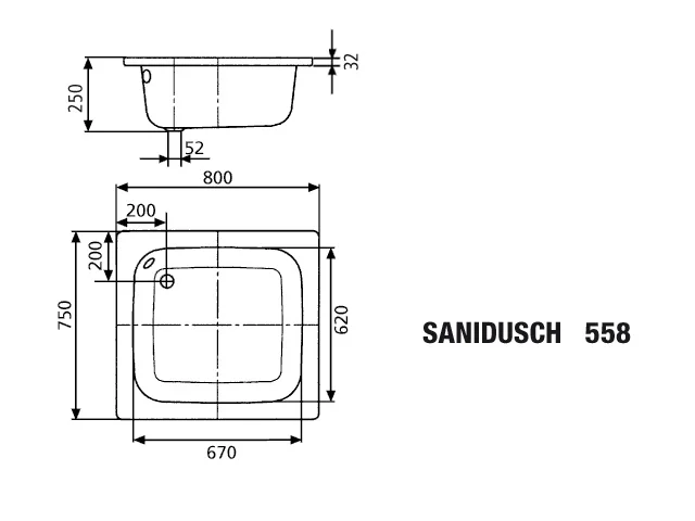 Kaldewei rechteck Duschwanne „Sanidusch“ 750 × 800 mm ohne Oberflächenbeschichtung, ohne Oberflächenveredelung, in alpinweiß