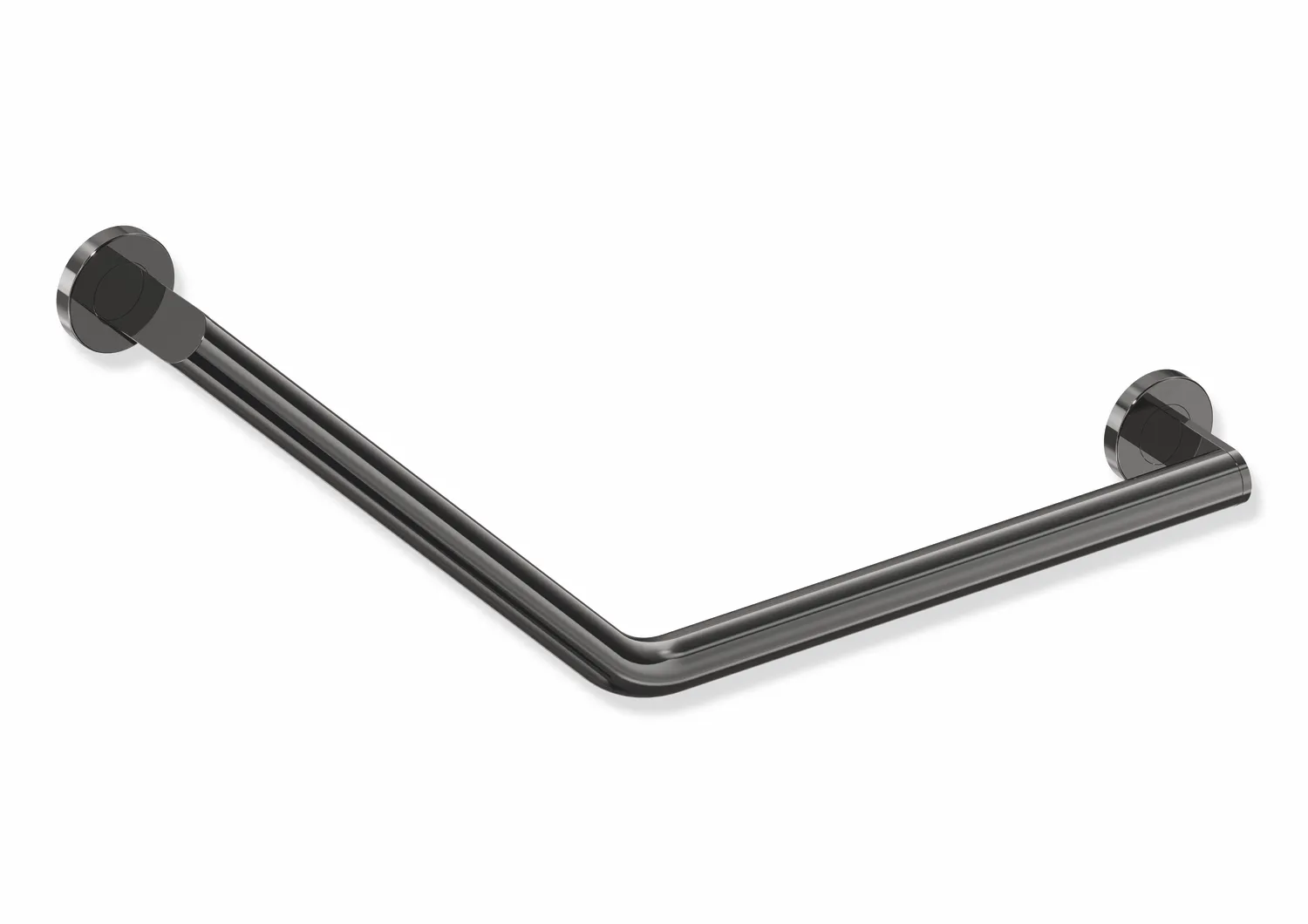 Winkelgriff, Edelstahl, PVD, Achsmaße 400 mm und 400 mm, Winkel 135°, Durchmesser 32 mm, in Farbe CK (messing glänzend) Farbe: Schwarzchrom glänzend