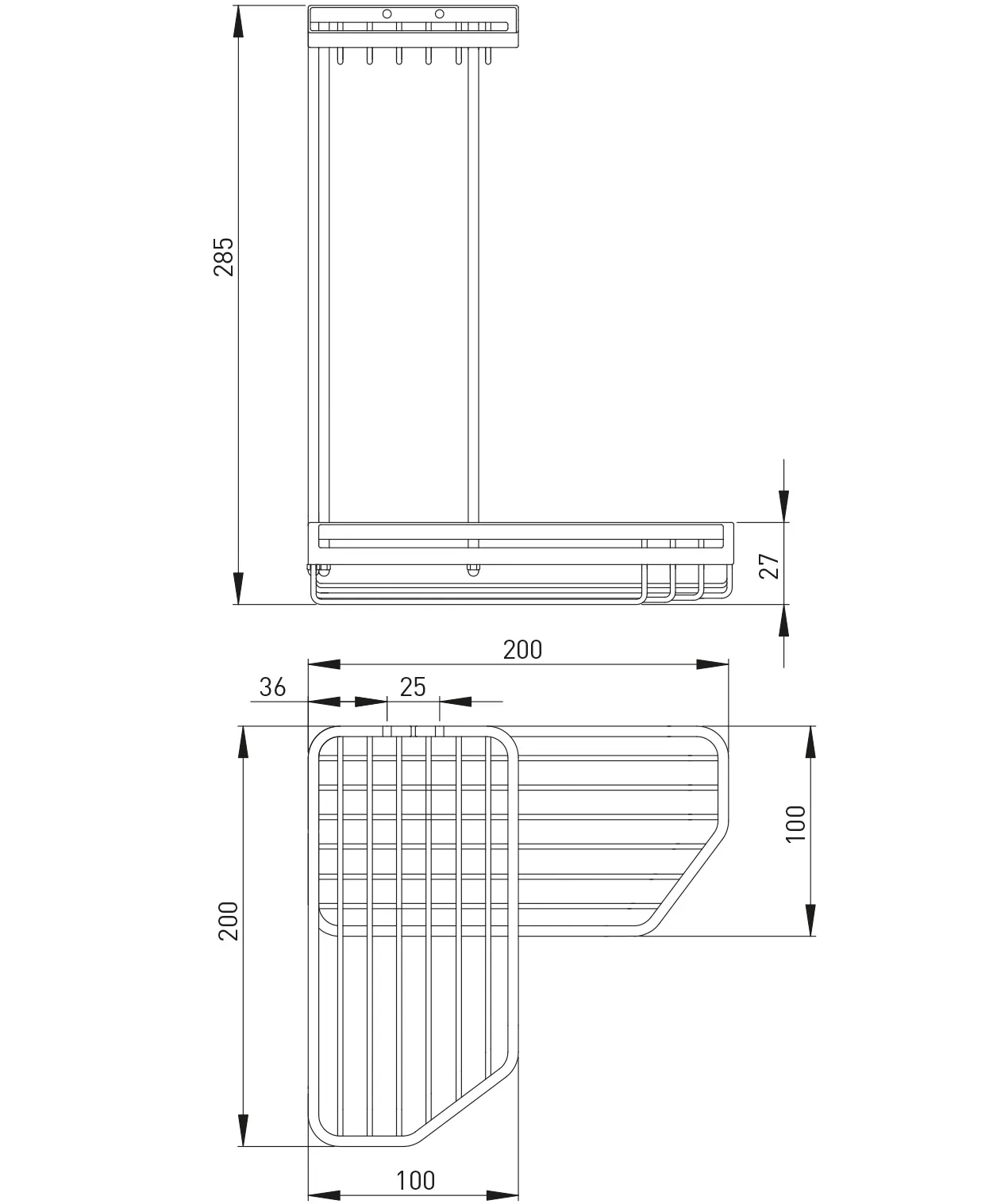 ASW Korb Kombination chrom, 2x 200mm x 100mm ASW Korb Kombination chrom, 2x 200mm x 100mm