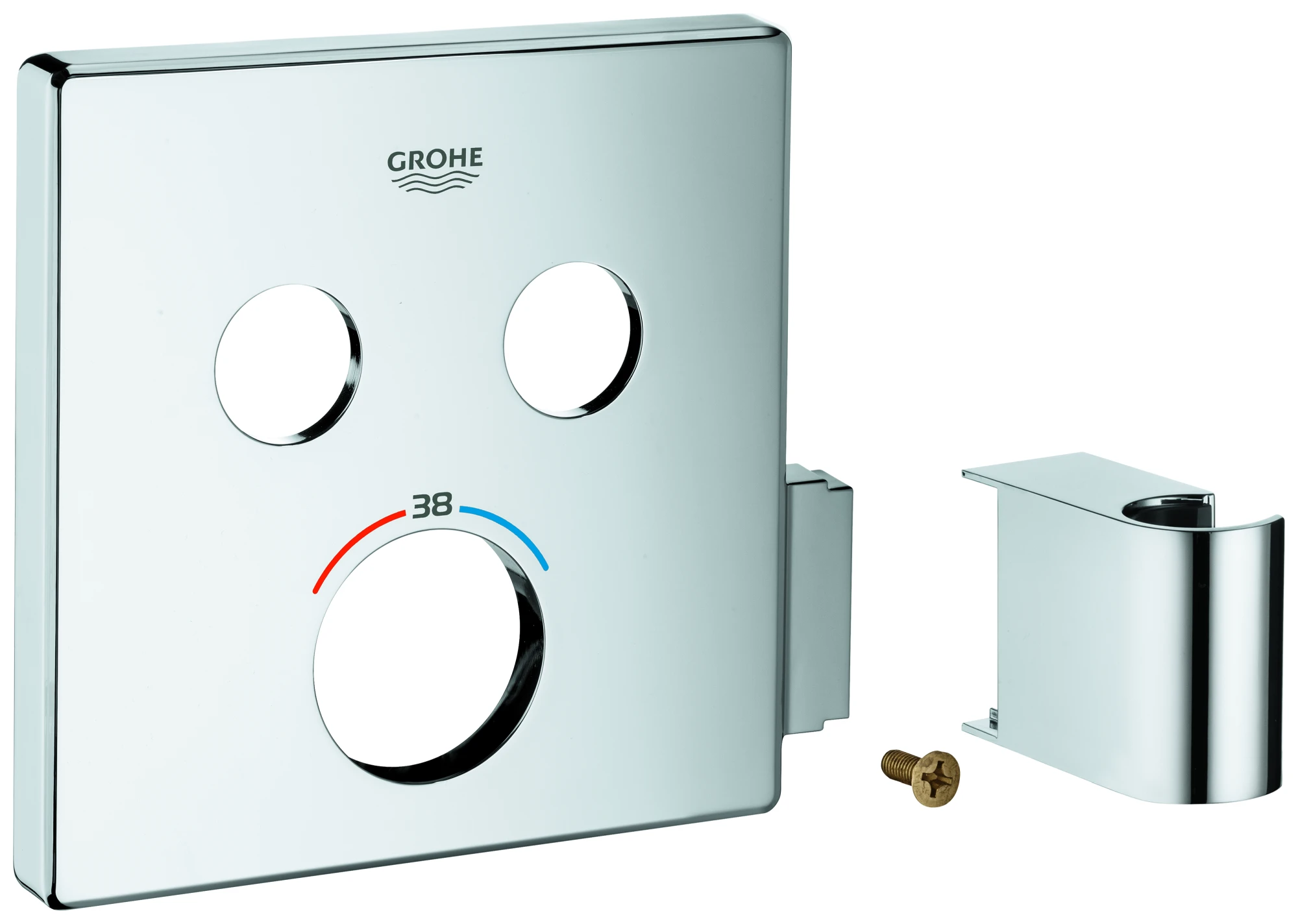 Rosette 49041, eckig, für SmartControl Unterputz, für Thermostate mit 2 Absperrventilen und integraiertem Brausehalter, chrom