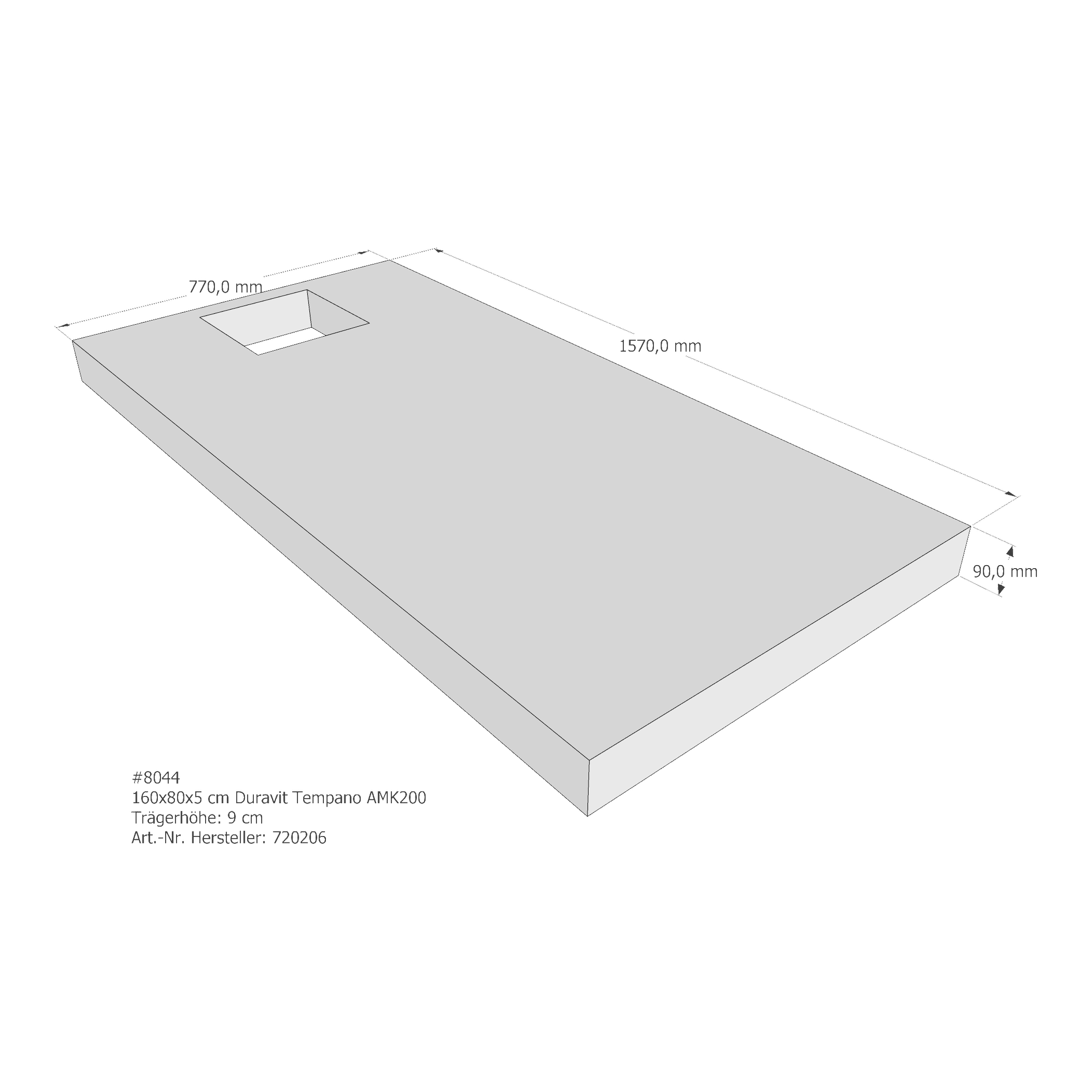 Duschwannenträger für Duravit Tempano 160 × 80 × 5 cm Breite: 80 cm / Länge: 160 cm Duschwannenträger für Duravit Tempano 160 × 80 × 5 cm Breite: 80 cm / Länge: 160 cm