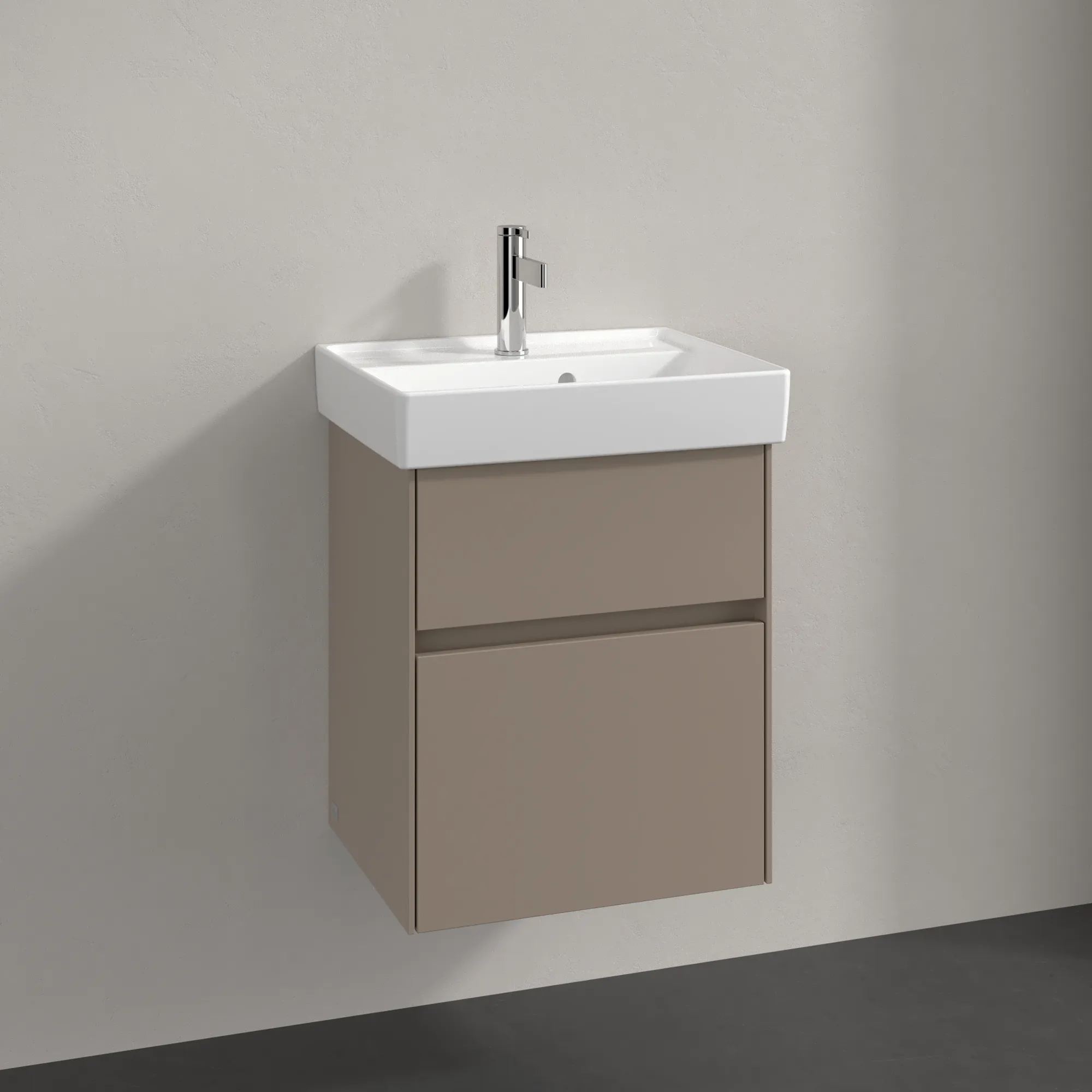 Villeroy & Boch Waschtischunterschrank „Collaro“ 460 × 546 × 374 mm Taupe, für Becken mittig, ohne Beleuchtung