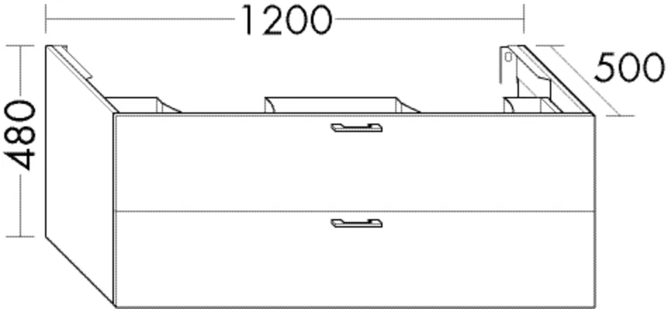 Waschtischunterschrank Sys30 von burgbad – 1.200 mm breit, 480 mm hoch, 500 mm tief, mit 1 Schublade und 1 Auszug