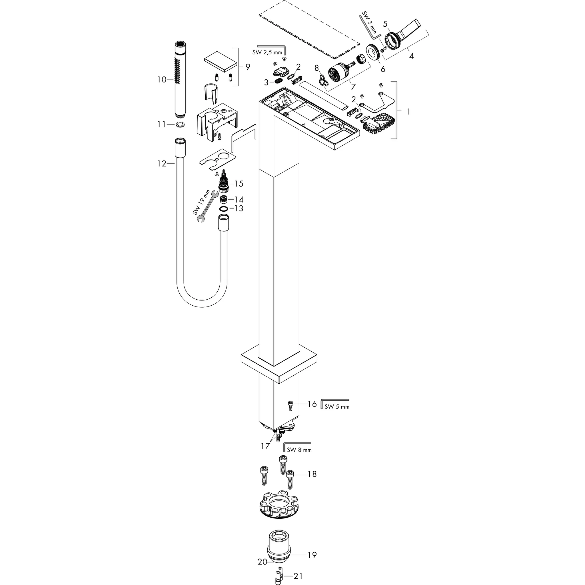 Hansgrohe AXOR MyEdition Einhebel-Wannenmischer bodenstehend ohne Platte Chrom Hansgrohe AXOR MyEdition Einhebel-Wannenmischer bodenstehend ohne Platte Chrom