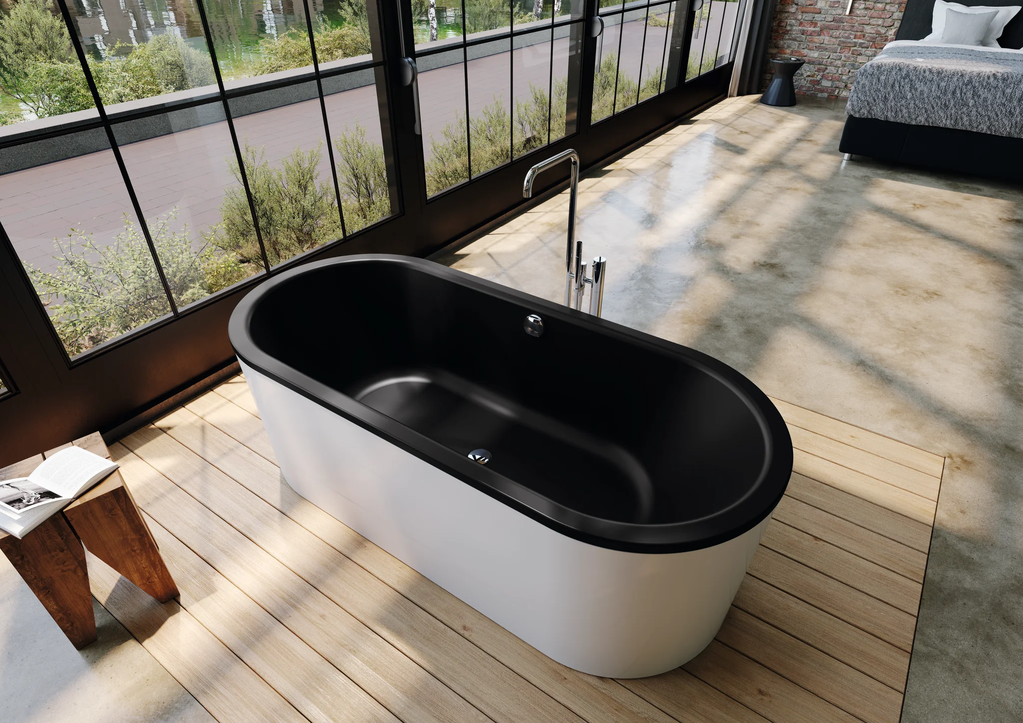 Kaldewei Badewanne „Classic Duo Oval“ freistehend oval 170 × 75 cm, ohne Grifflochbohrungen in schwarz