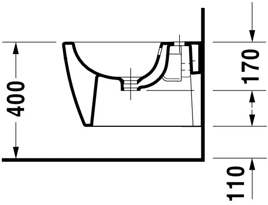 Duravit Wand-Bidet „ME by Starck“, Befestigung sichtbar 37 × 48 × 29 cm in Weiß Seidenmatt