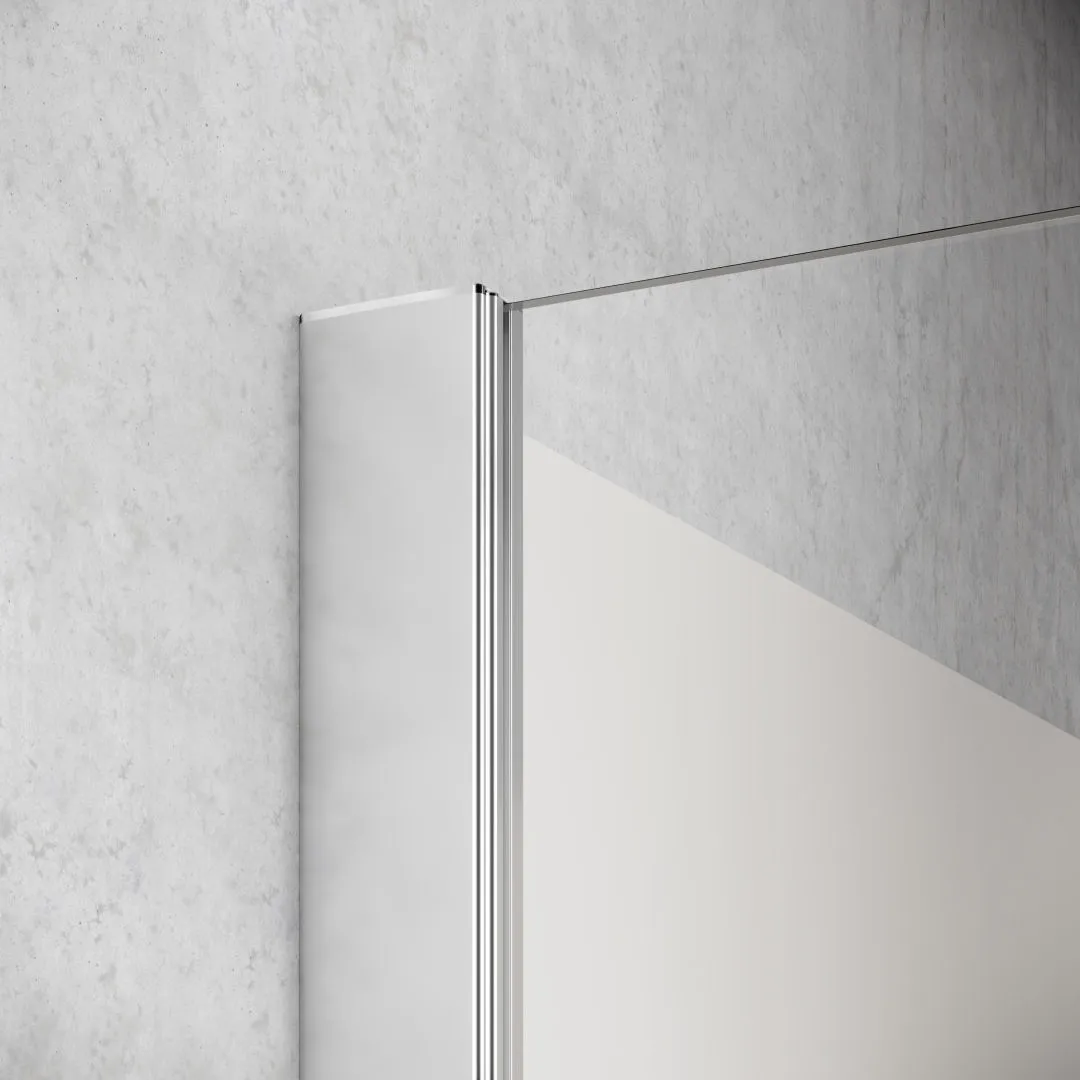 Kermi Duschtür Schwingtür mit Festfeld mit Wandprofil links für Ecke „LIGA“ 200 cm Glas Klar, Profile Schwarz Soft (RAL 9005), Drehtür mit festem Paneel