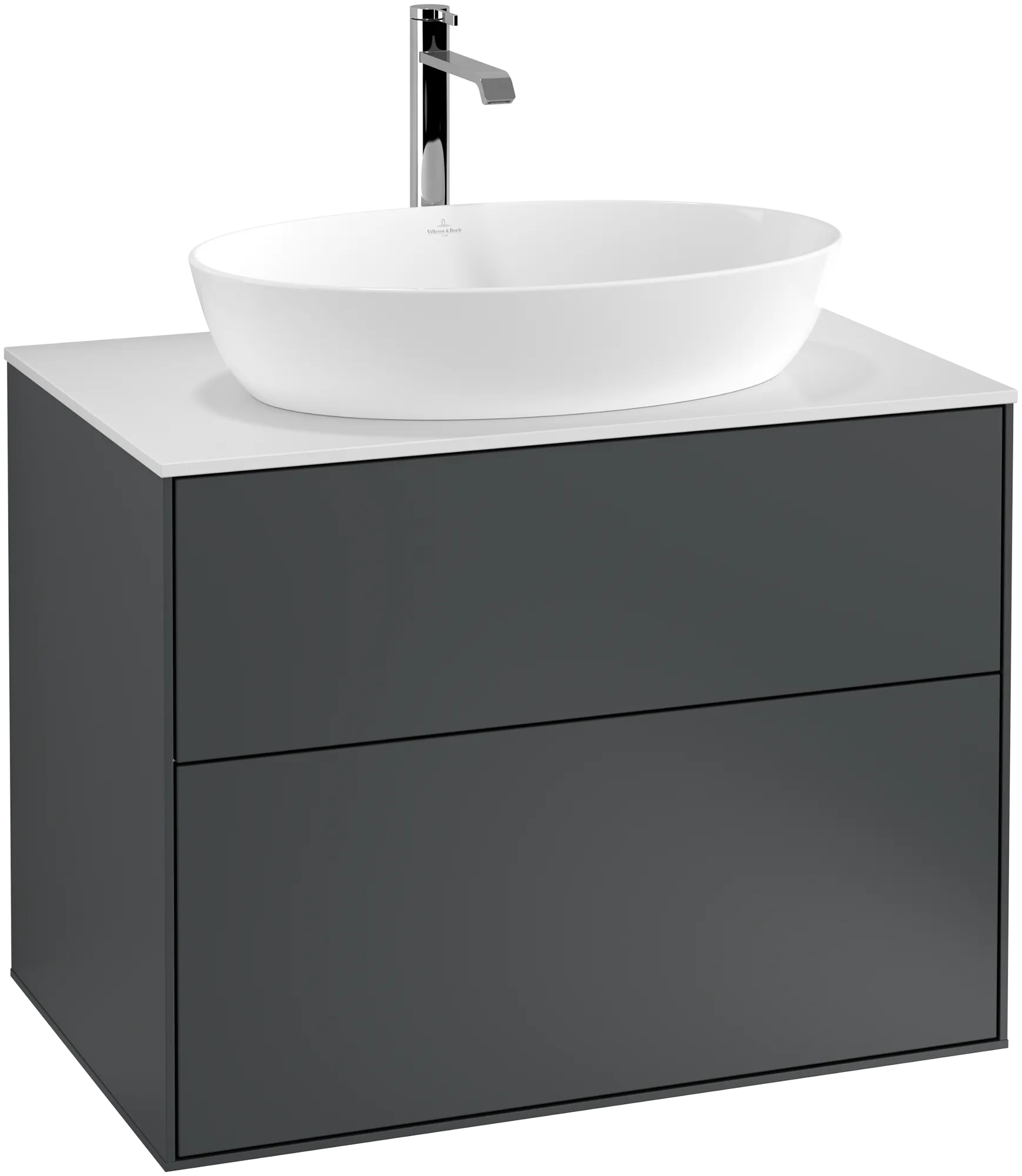 Villeroy & Boch Finion Waschbeckenunterschrank G75, 800x603x501mm, Midnight Blue Matt Lacquer / Glass White Matt