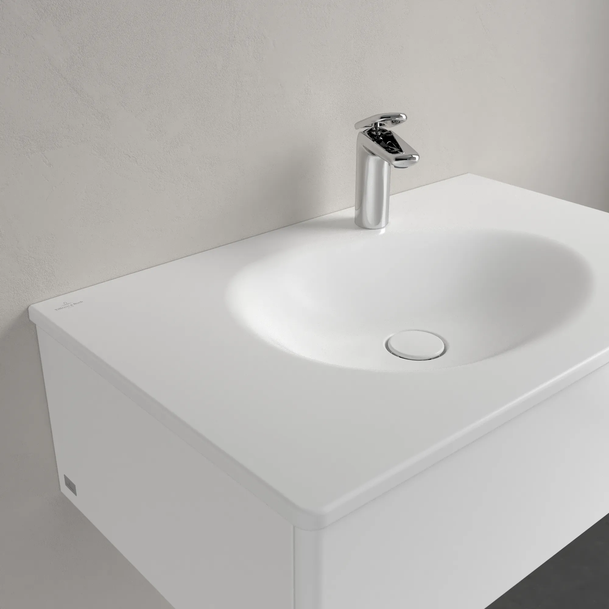 Villeroy & Boch Schrankwaschtisch Antao 4A7584, Stone White CeramicPlus, 800x500x150 mm, mit verdecktem Überlauf, TitanCeram, für 1-Loch-Armatur