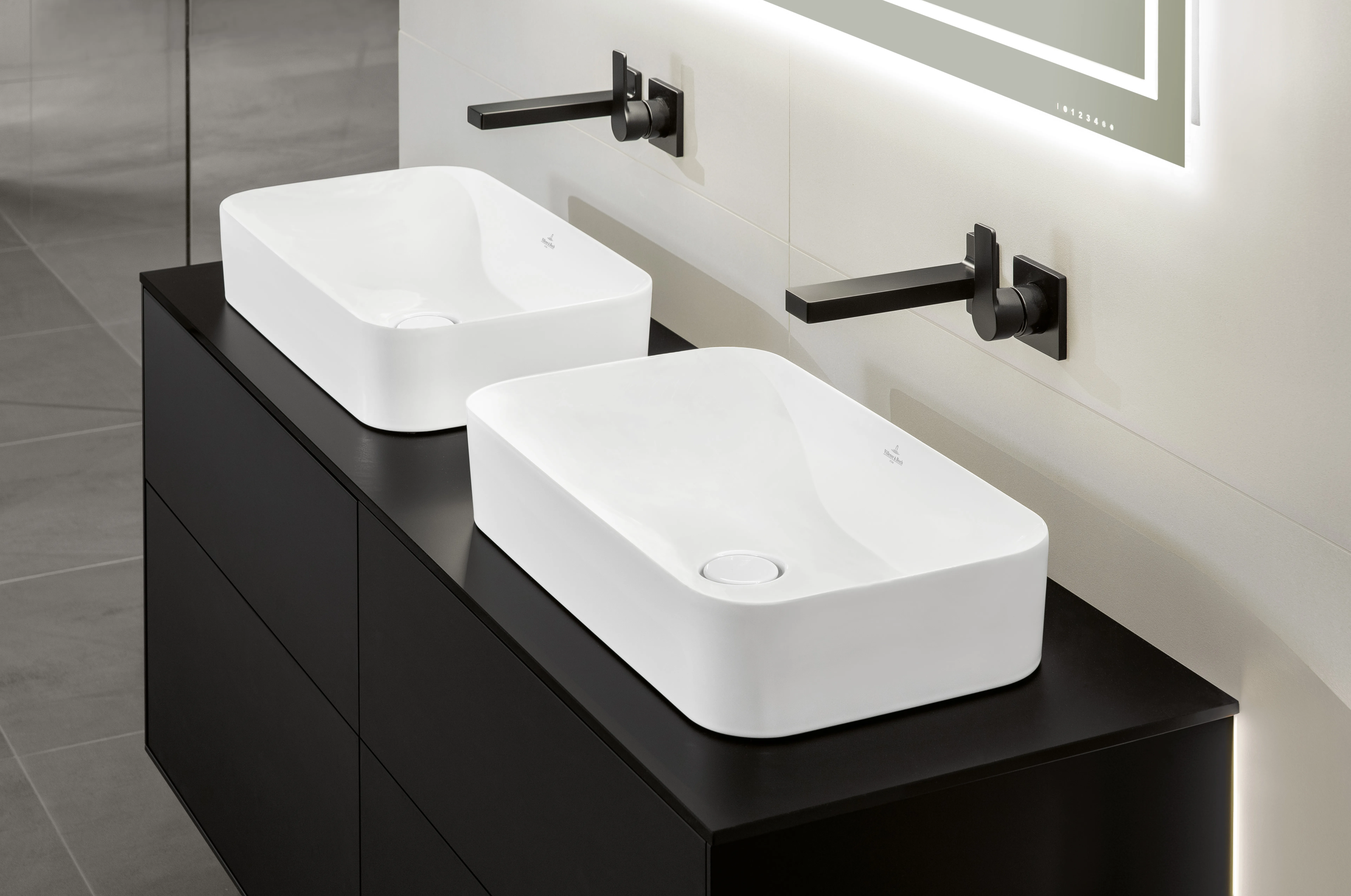 Villeroy & Boch Aufsatzwaschtisch aus TitanCeram „Finion“ 600 × 350 × 115 mm, ohne Hahnlochbohrung in Weiß Alpin, mit CeramicPlus Villeroy & Boch Aufsatzwaschtisch aus TitanCeram „Finion“ 600 × 350 × 115 mm, ohne Hahnlochbohrung in Weiß Alpin, mit CeramicPlus