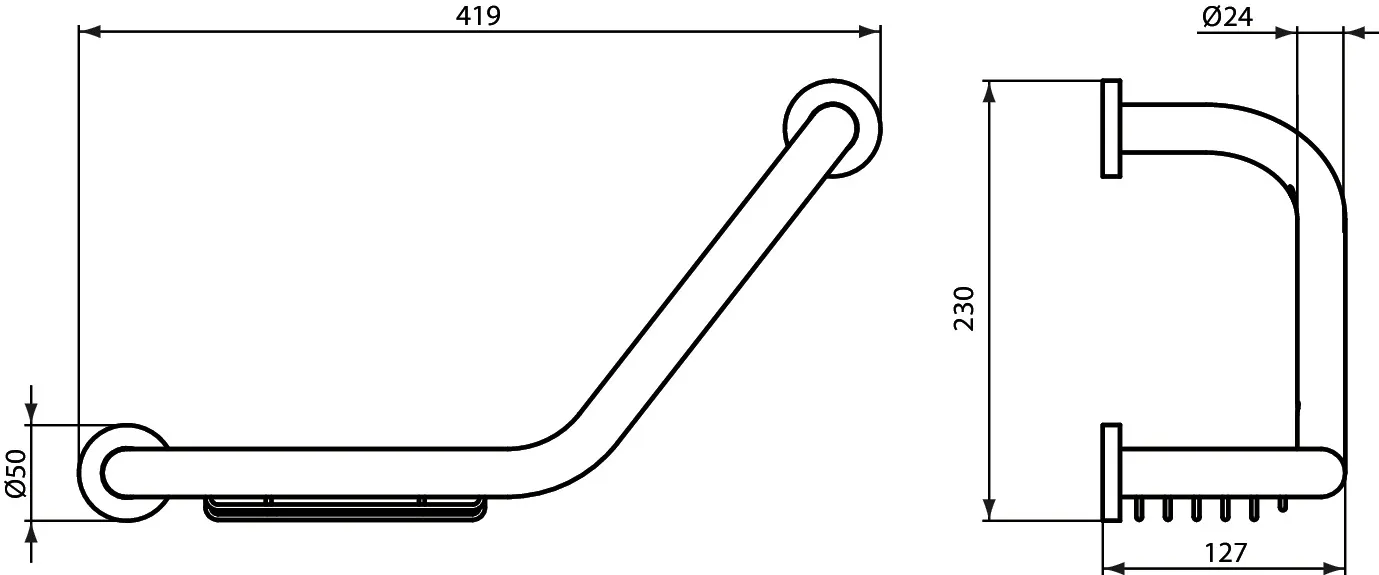Wannengriff IOM mit integrierter Seifenschale Chrom Wannengriff IOM mit integrierter Seifenschale Chrom