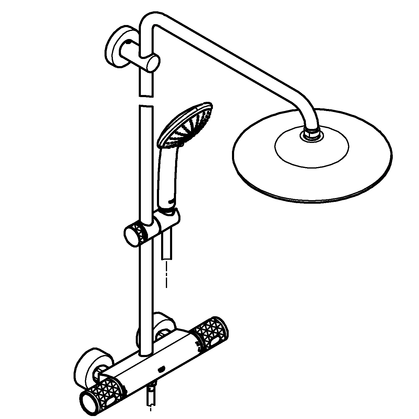 Duschsystem Euphoria System 260 27615_2, Aufputz-Thermostat mit Aquadimmer Funktion, Wandmontage, 450 mm Duscharm, Kopfbrause Euphoria 260 (27239), Handbrause Euphoria 110 Massage (27239), CoolTouch, chrom